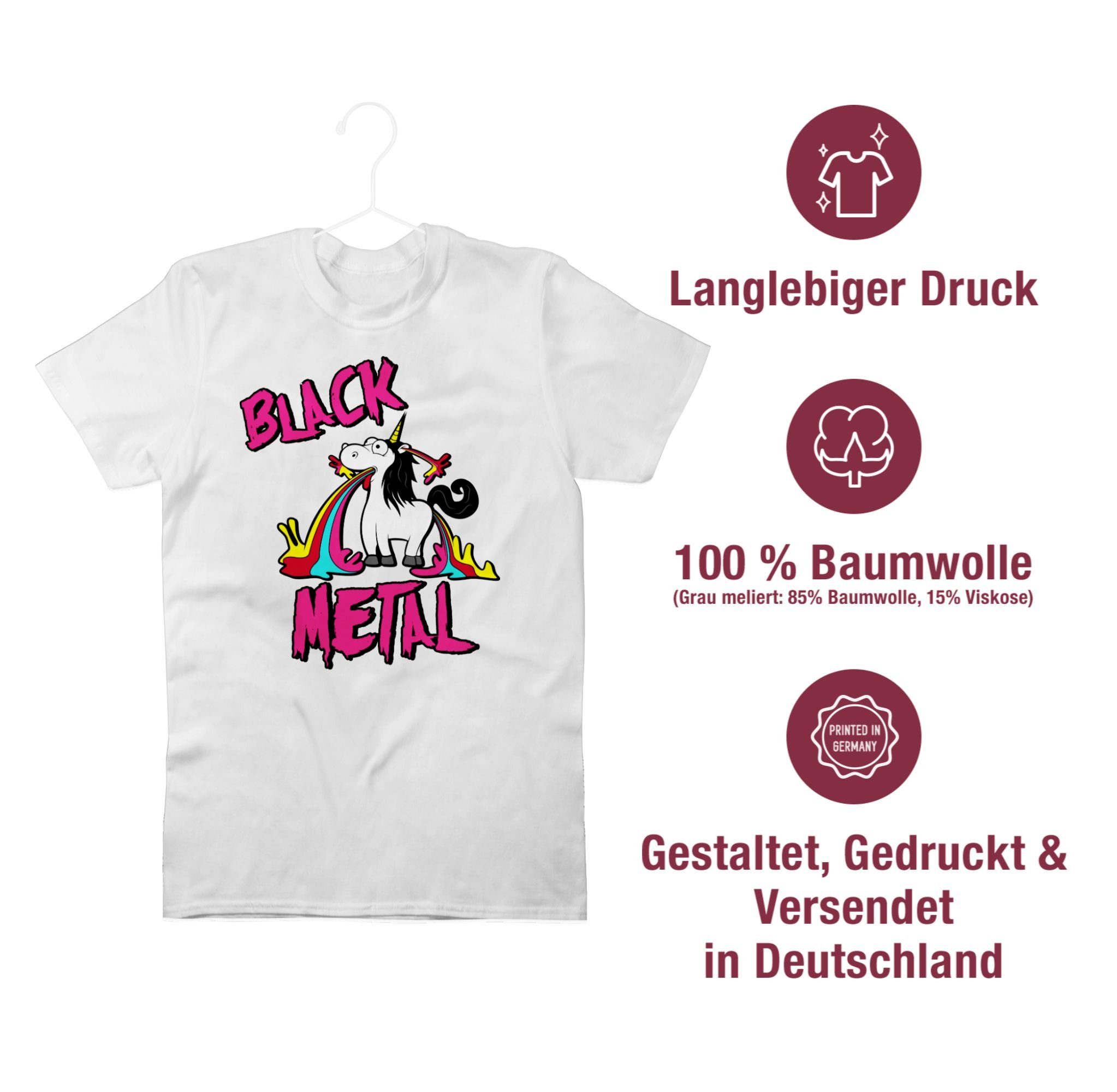 Weiß Geschenk 3 T-Shirt Black Einhorn Metal Shirtracer Einhorn