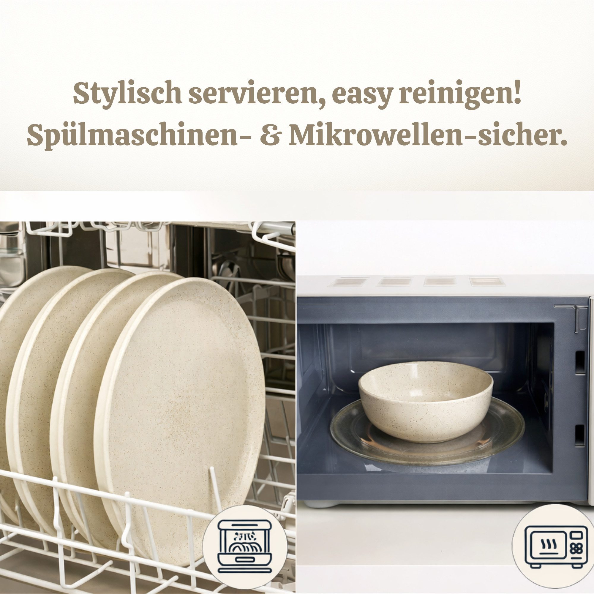 Kütahya Porselen Tafelservice Moderna 18-tlg. Geschirrset für 6 Personen - Creme (18-tlg), 6 Personen, Modernes Design, creme Farbe, 6 Personen Set