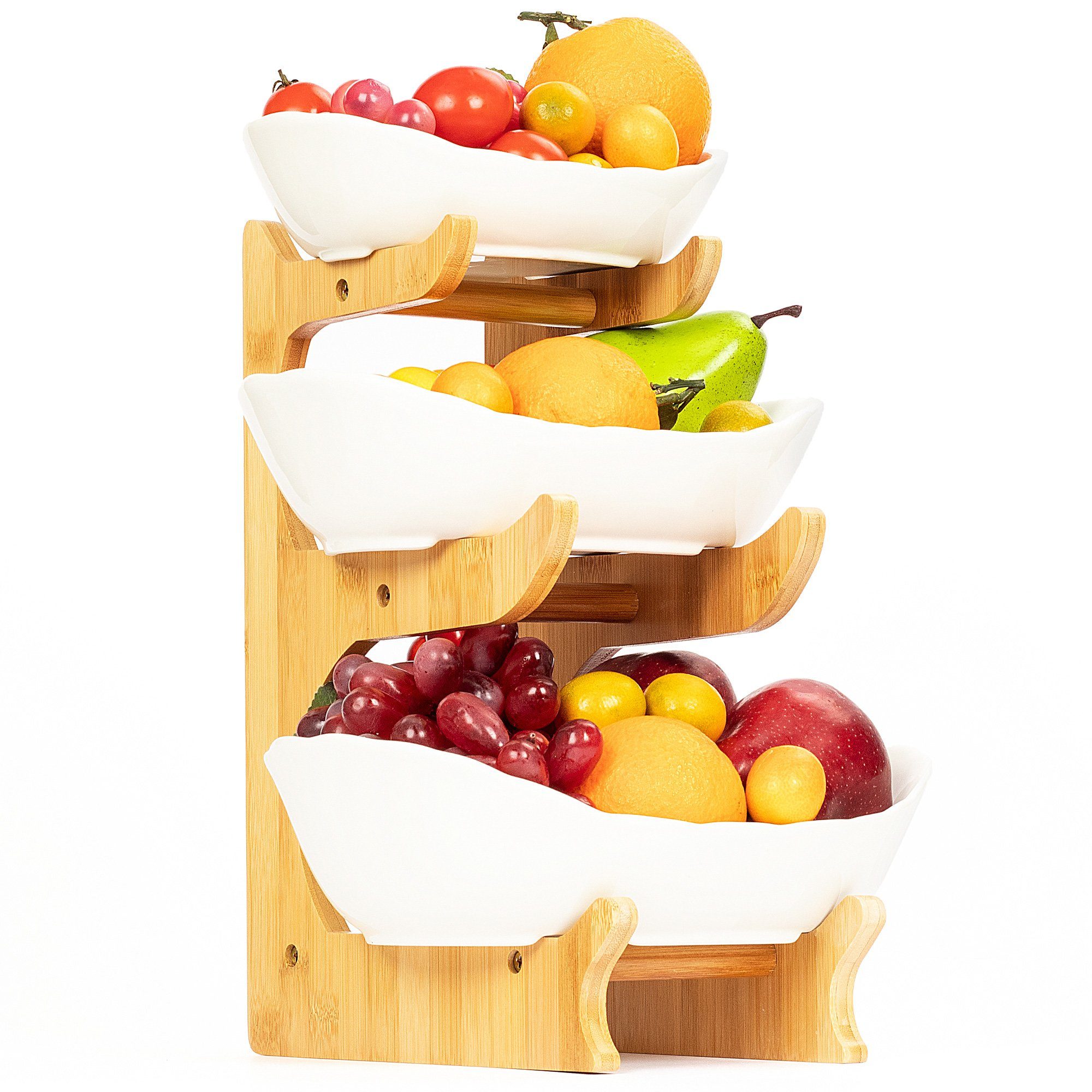 AdelDream Obstschale Fruit Bowl Worktop Ceramic Table Creative Fruit Stand, Decoration Basket Weiß2 Fruit