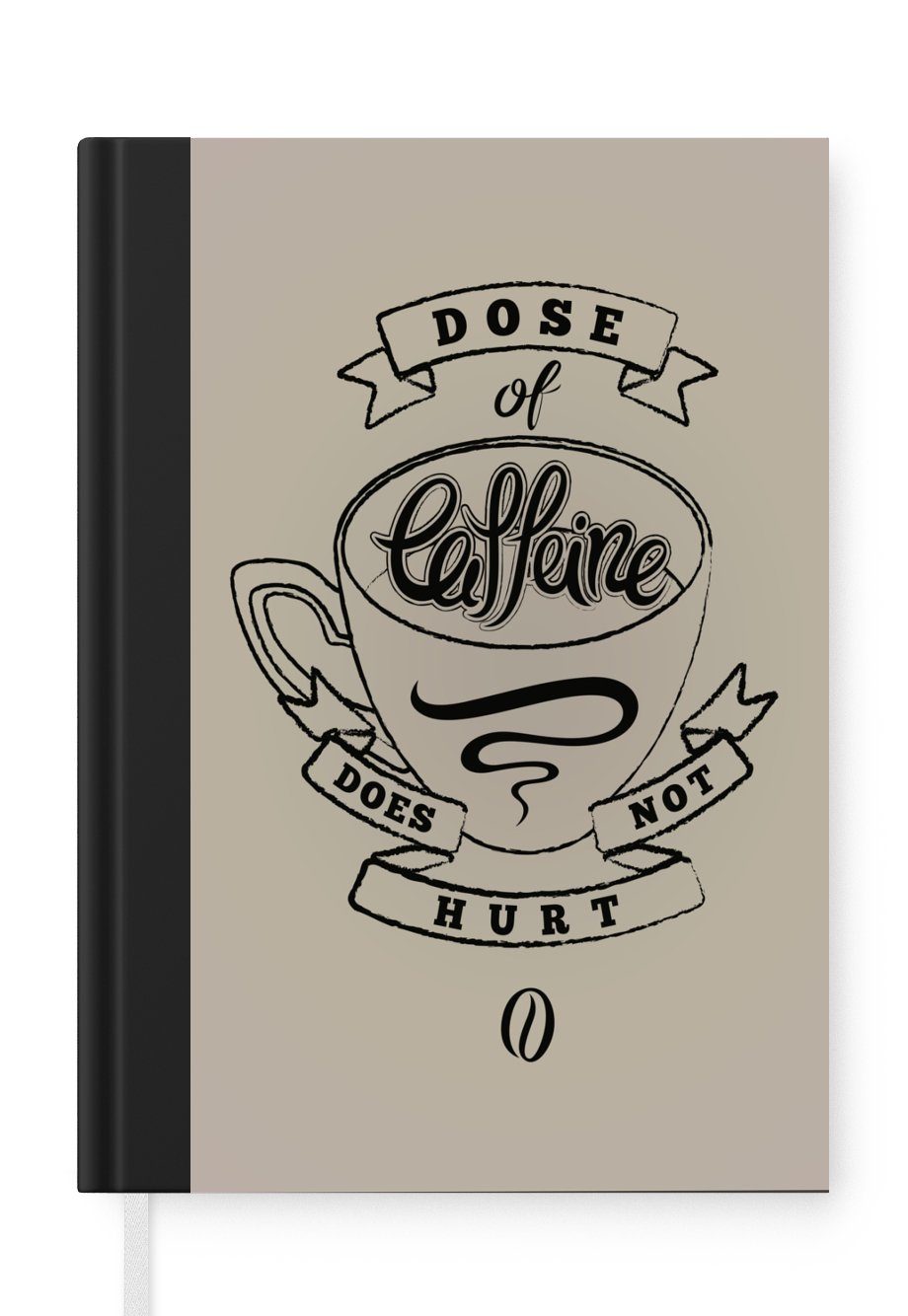 MuchoWow Notizbuch Kaffee - Sprichwörter - Vintage - Eine Dosis Koffein tut nicht weh -, Journal, Merkzettel, Tagebuch, Notizheft, A5, 98 Seiten, Haushaltsbuch | Notizbücher