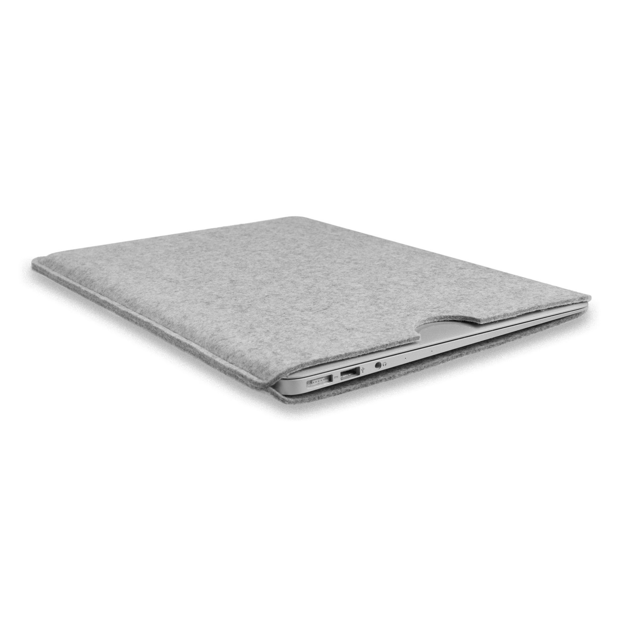 CoverKingz Laptoptasche Hülle für Handmade Apple Notebook 15" Etui 100% Hellgrau Filz, MacBook Tasche Notebook Air/Pro Schutz Schurwolle, Tasche