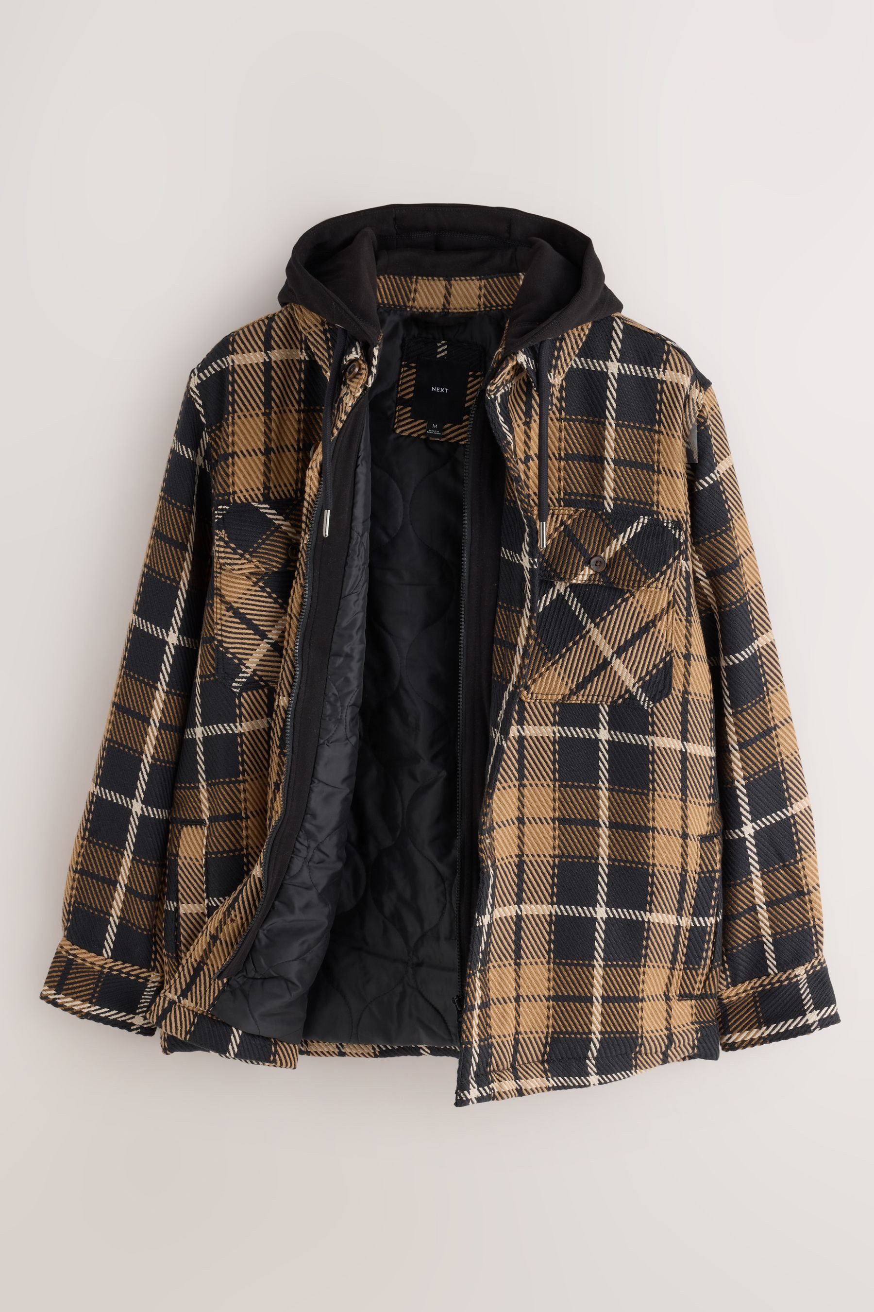 Next Hemdjacke Karierte Hemdjacke mit Kapuze und Borgfutter (1-St)