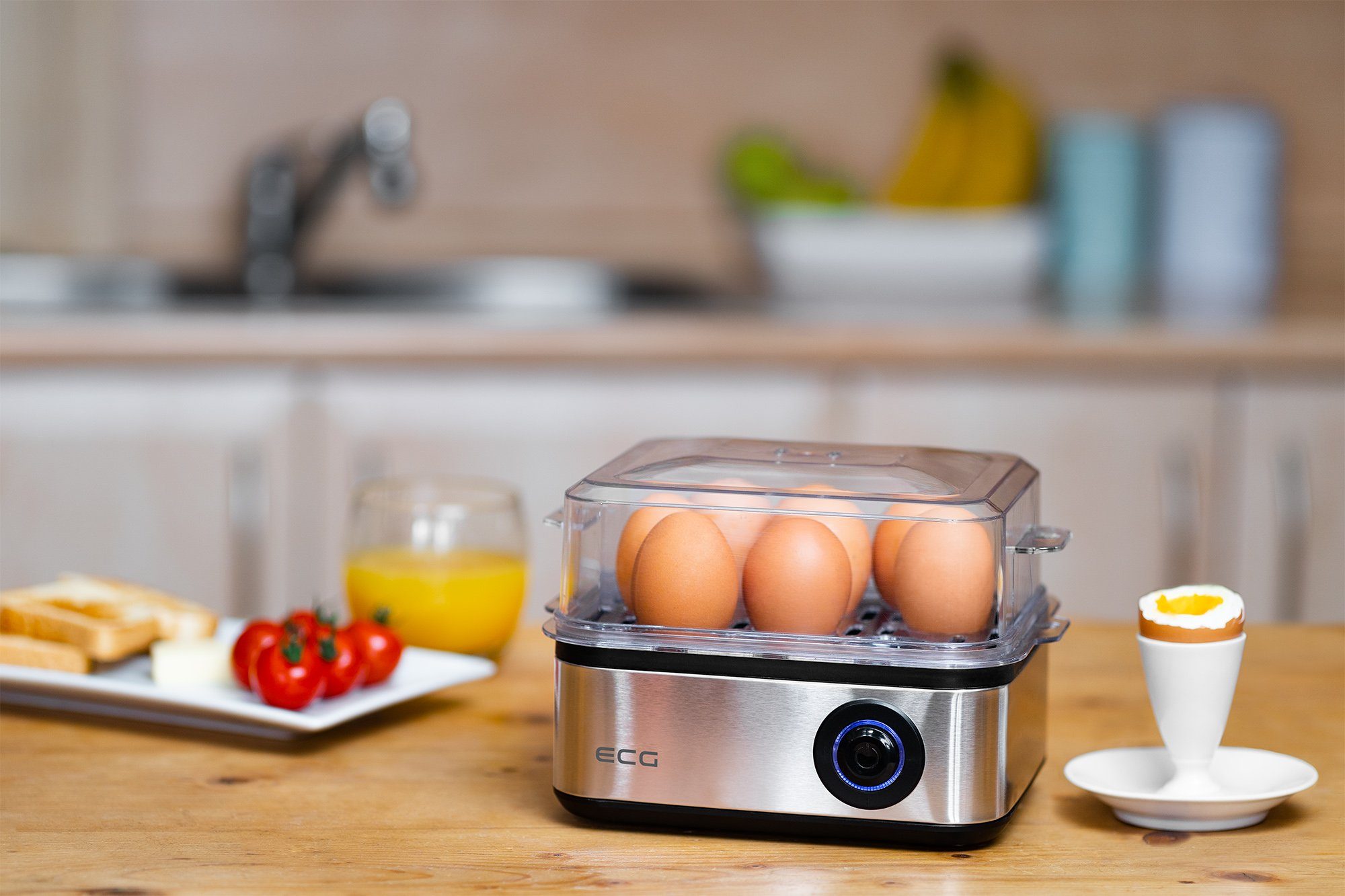 ECG Eierkocher UV 5080, Anzahl Eier: 8 St., 500 W, 3 verschiedene Härtegrade: Weich / Mittel / Hart