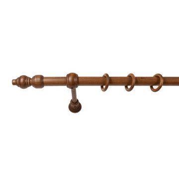 Gardinenstange Filigrano, SN DECO GROUP, Ø 28 mm, 1-läufig, fixmaß, Verschraubt, Holz, Komplettset mit Ringen