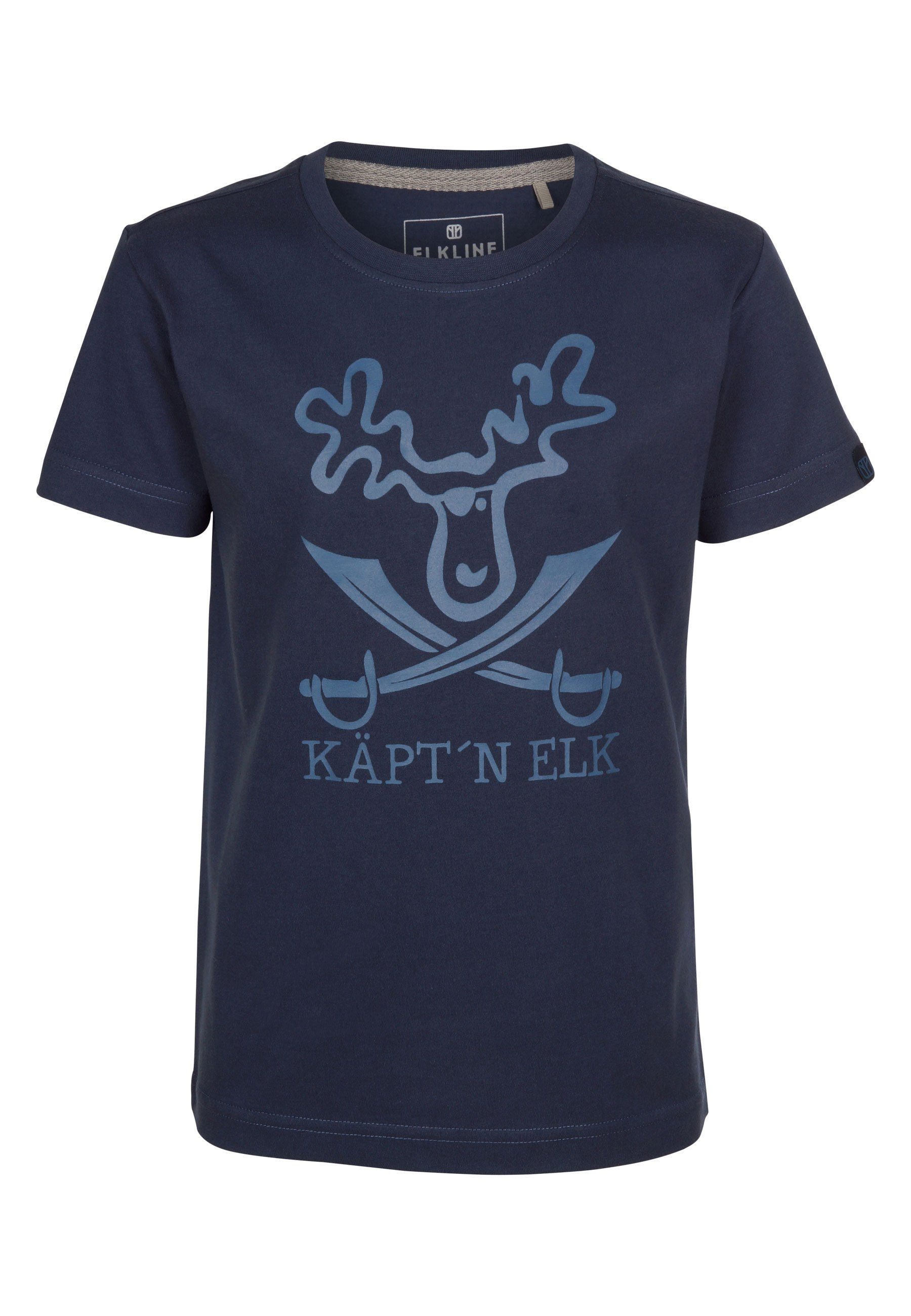 Elkline T-Shirt Schatzinsel Elch Piraten darkblue Brust Print