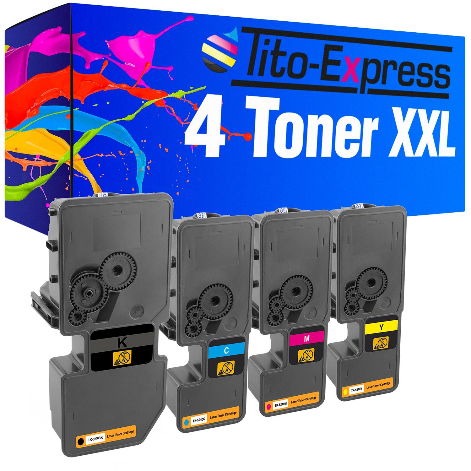 Tito-Express Tonerpatrone 4er Set ersetzt Kyocera TK-5240 TK5240, (Multipack, 1x Black, 1x Cyan, 1x Magenta, 1x Yellow), für ECOSYS M5526cdw M5526cdn P5026cdw P5026cdn