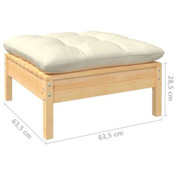 vidaXL Gartenlounge-Set 3-tlg. Garten-Lounge-Set mit Creme Kissen Kiefernholz, (1-tlg)