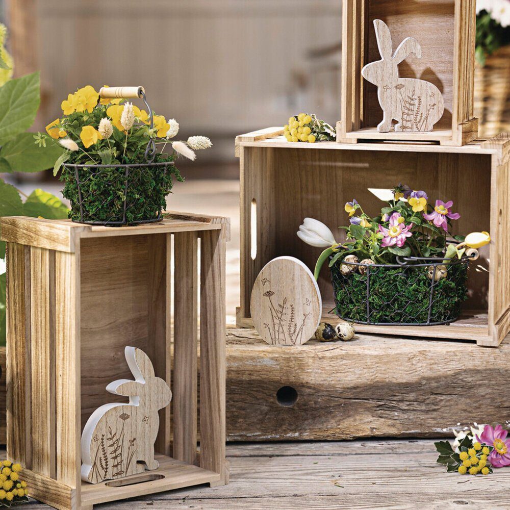 Home-trends24.de Osterhase Osterdeko Hase Osterei Hasen Osterhasen Set Figur Deko Objekt 3er (3 St)