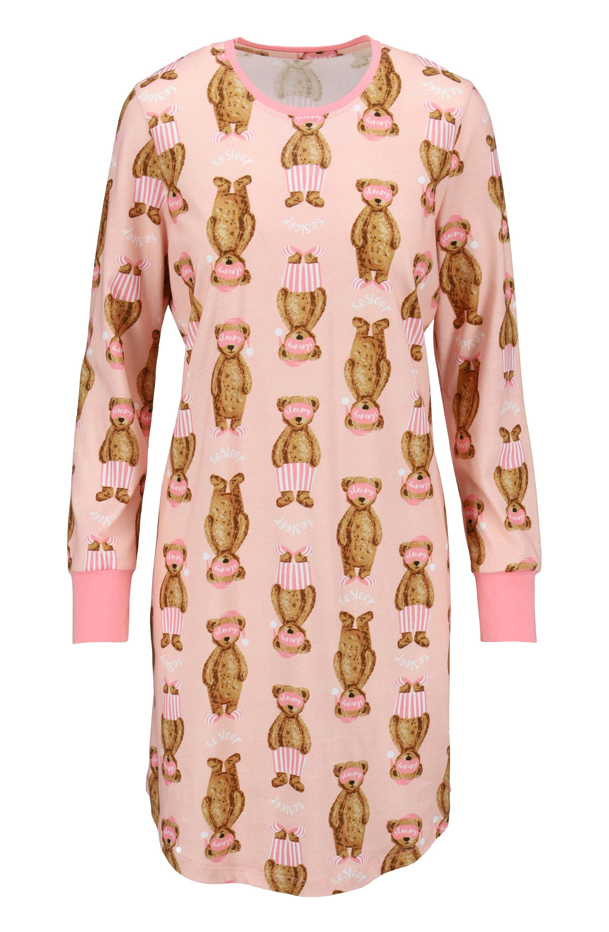 Ringella Nachthemd Ringella Damen Nachthemd Langarm Teddy Bären (1-tlg) Damen Nachthemd mit Teddy Bärchen