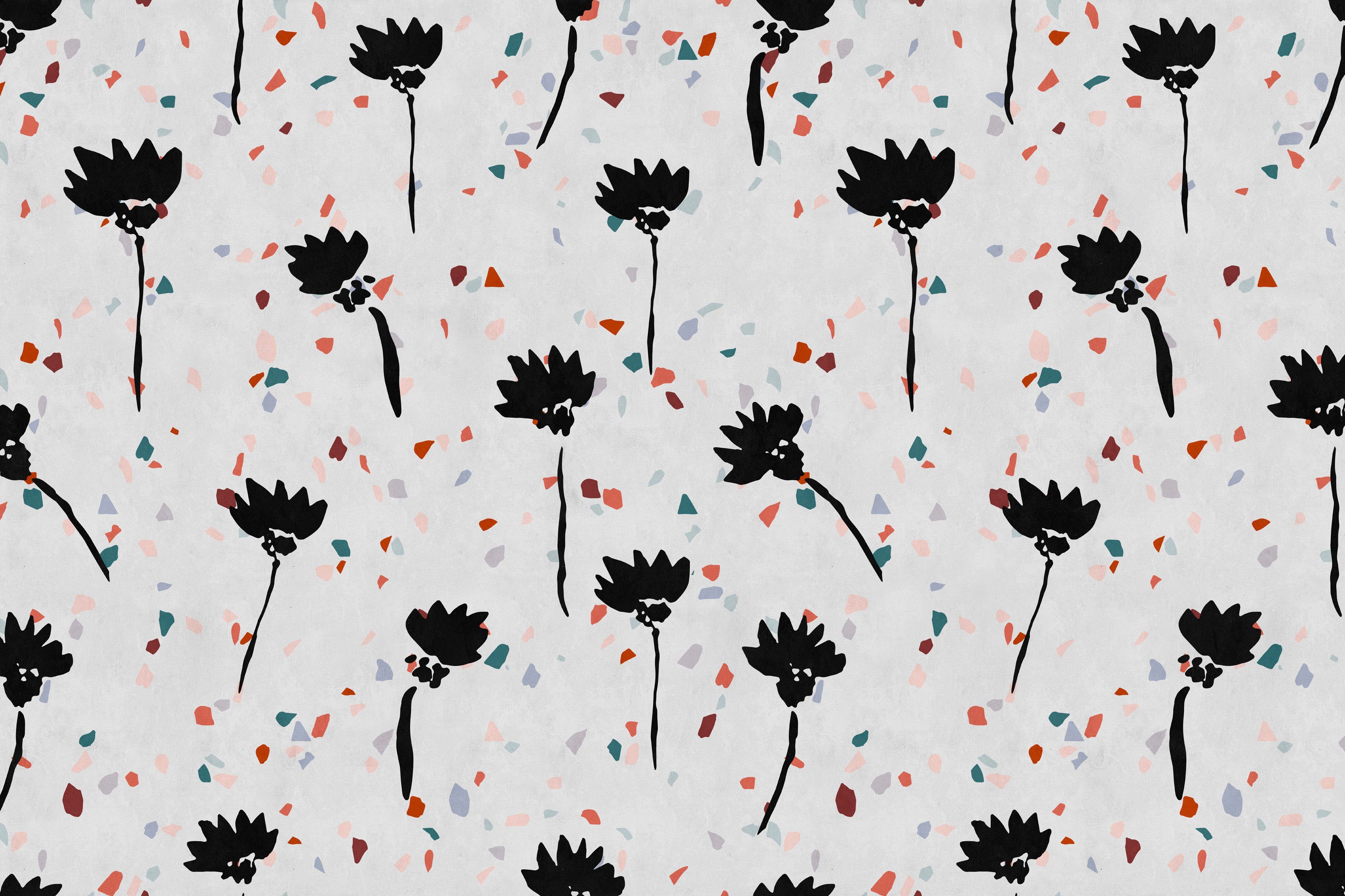 A.S. Création Leinwandbild terrazzo, Blumen, Kinder, Kunst (1 St), Keilrahmen Abstrakt Blumen Bunt Grau Leinwand-Bild Wohnzimmer modern