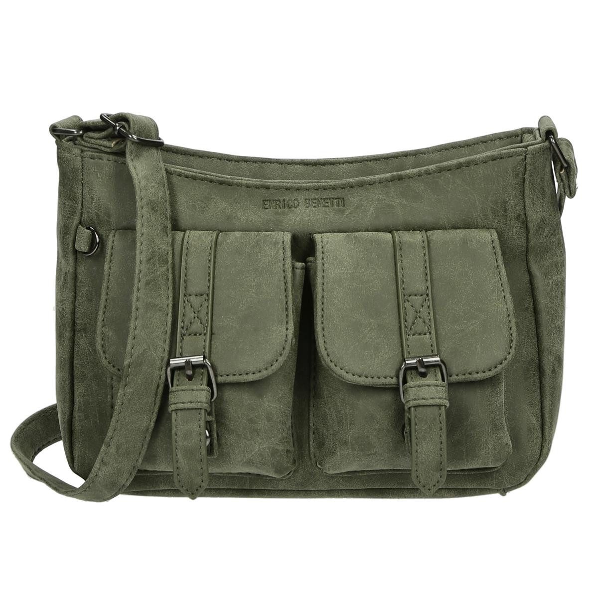 Enrico Benetti Shopper kleine Damentasche mit 2 Vortaschen und langem Gurt