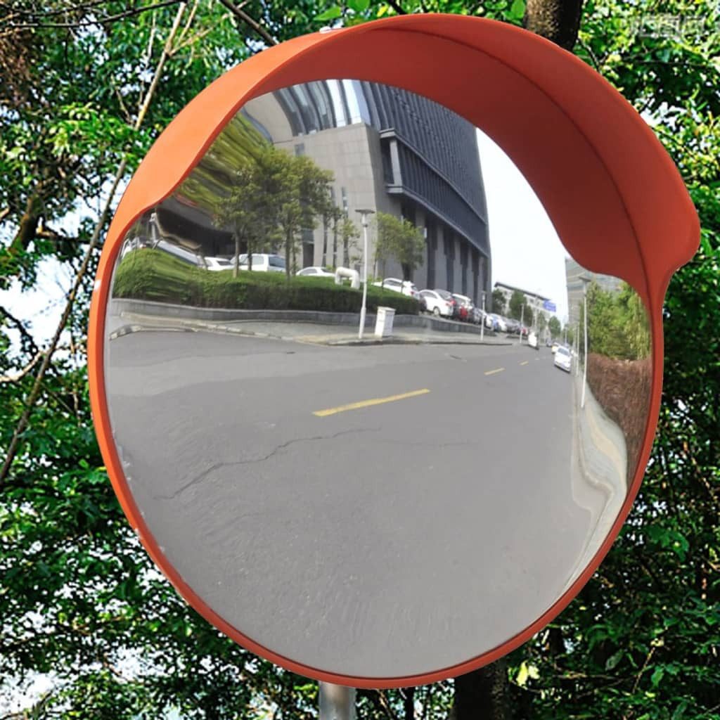 vidaXL Verkehrsschild Verkehrsspiegel Konvex PC-Kunststoff Orange 45 cm Outdoor, (1 St)