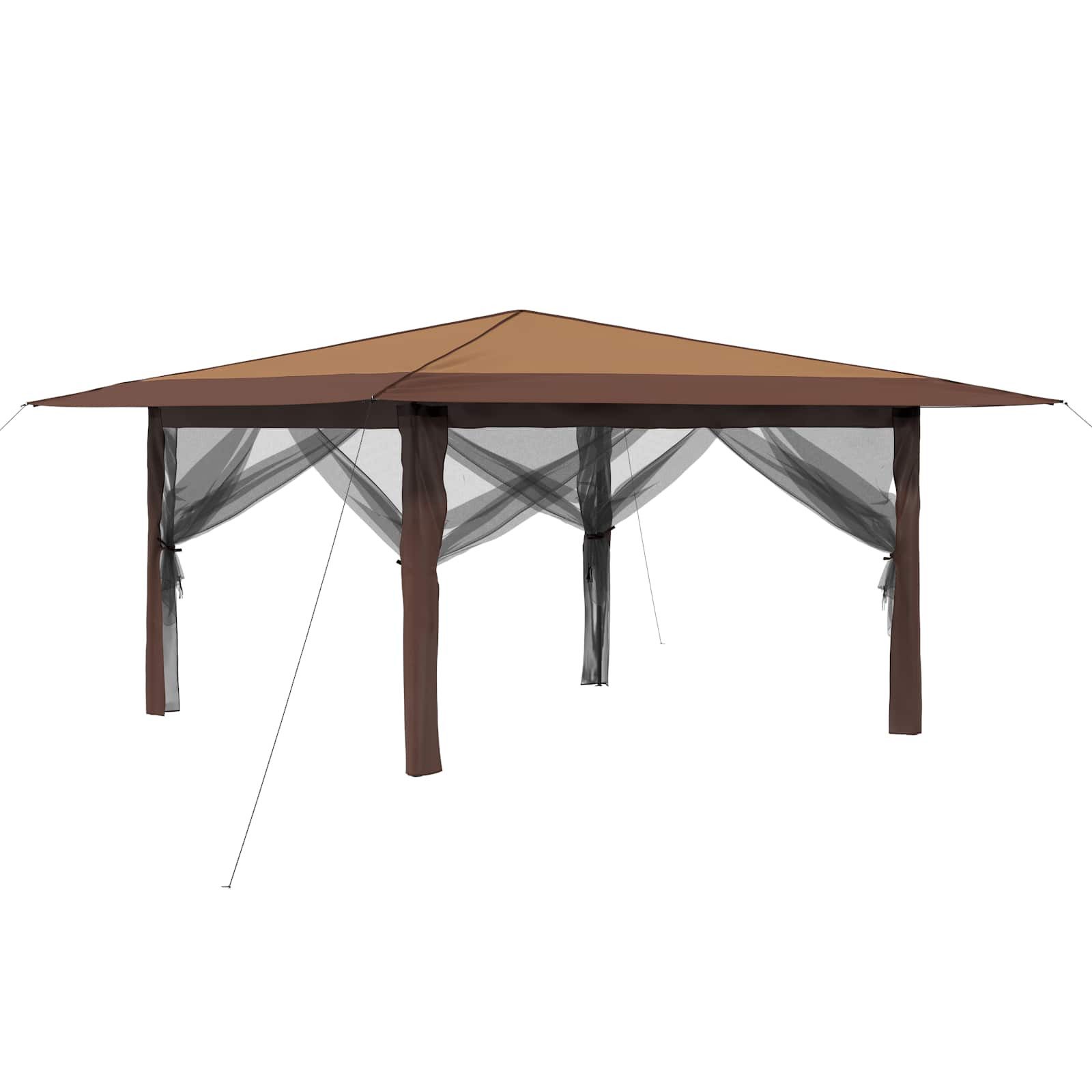 vidaXL Partyzelt Pavillon mit 4 Seitenwänden 4 x 4 m Beige und Braun