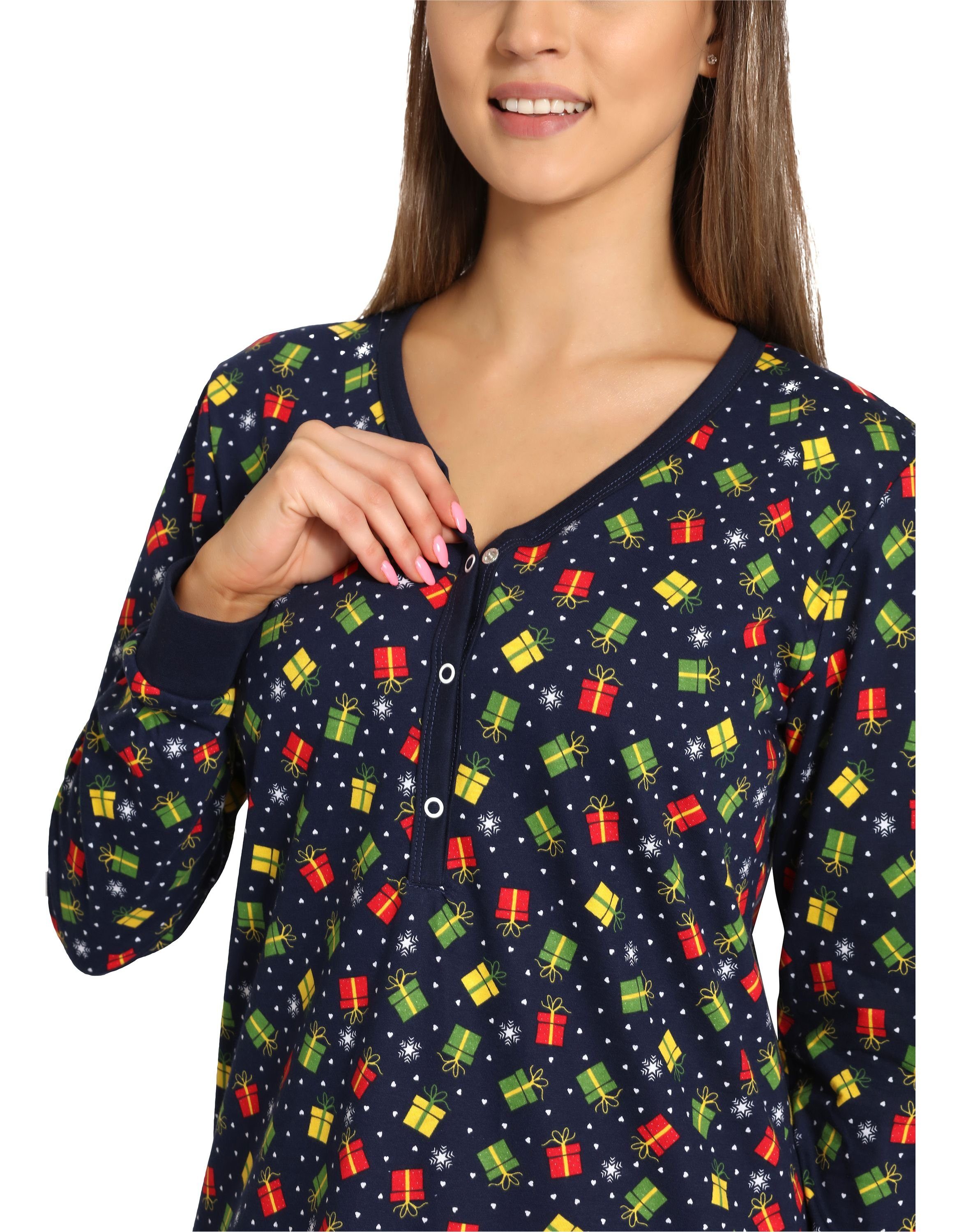 Marineblau/Geschenke Style Merry Damen MS10-179 Nachthemd (1-tlg) Nachthemd