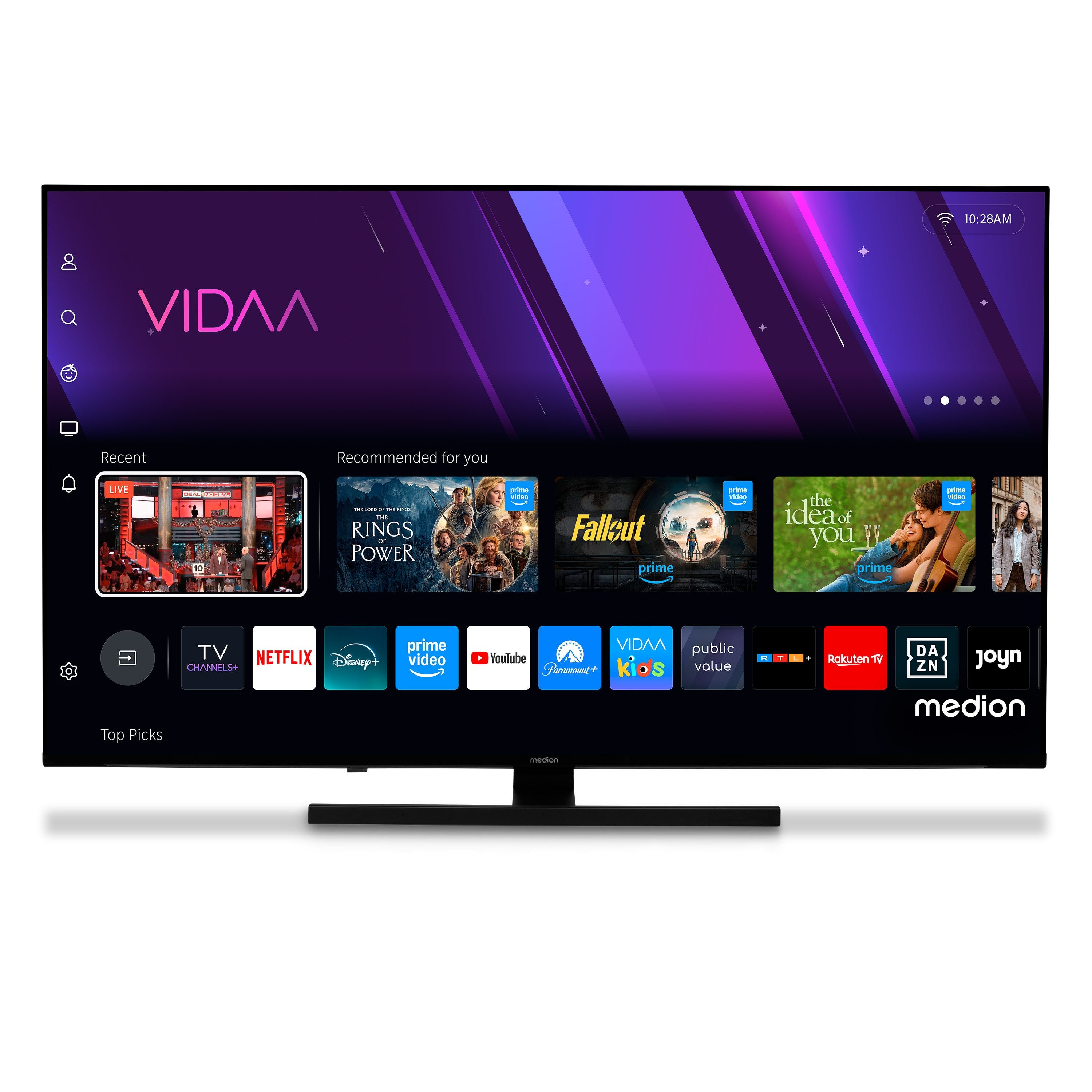 Medion® MD865600 LCD-LED Телевизоры (163.9 cm/65 Zoll, 4K Ultra HD, VIDAA TV, Smart TV, 60Hz, X8652504)