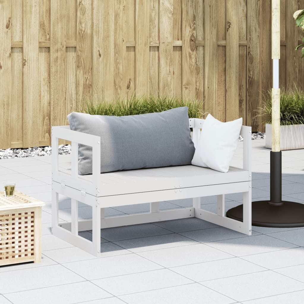 vidaXL Gartenbank 2-in-1 Gartensofa Verlängerbar Weiß günstig online kaufen