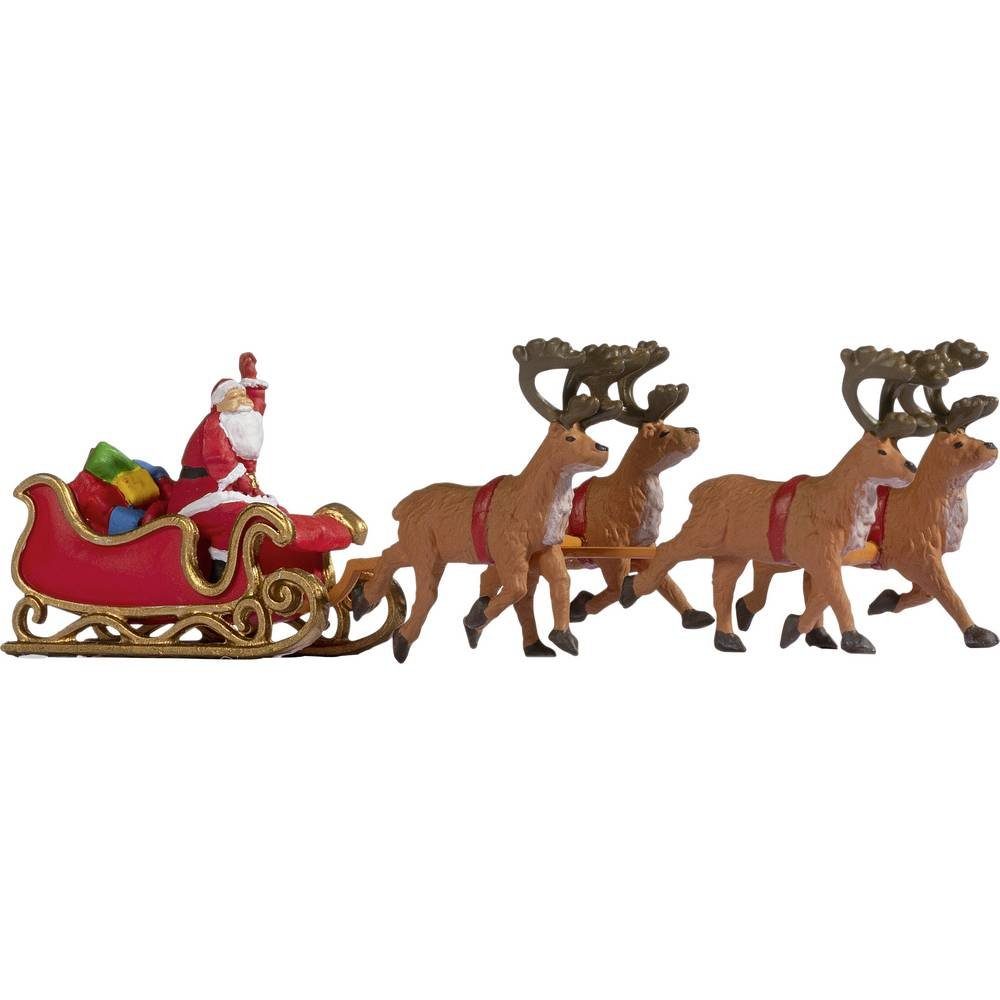 Weihnachtsmann Figur Mit Korb Rot Weiß Grün Gold H36cm