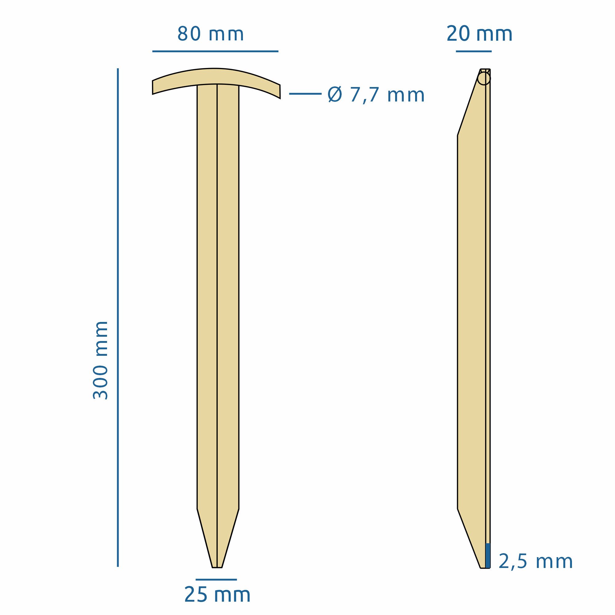 yourGEAR Zelthering your GEAR 8 x Zelthering TT 300 T-Profil aus Stahl 300 x 80/25 x 20mm