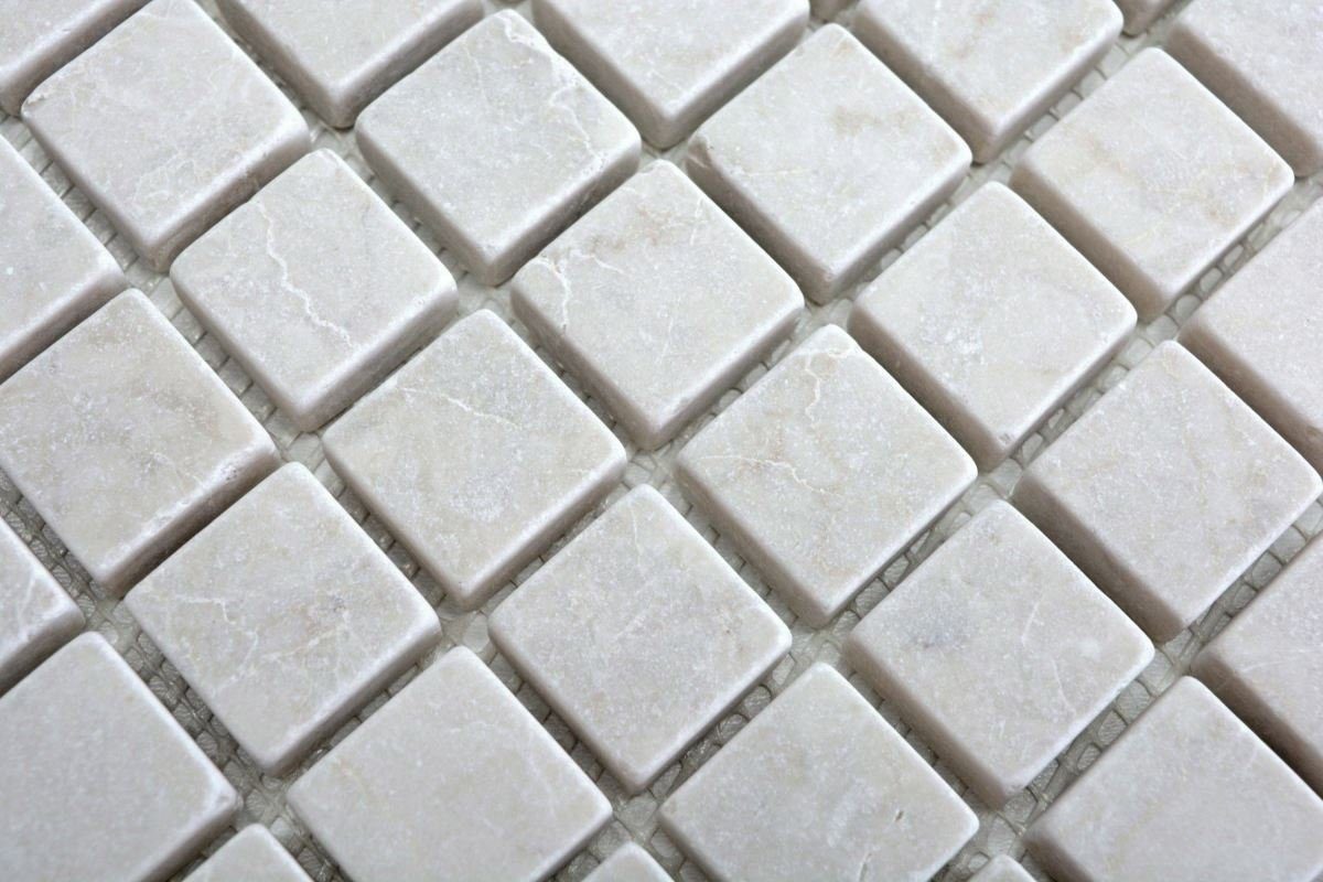 Matten Marmormosaik matt / Mosaikfliesen elfenbein Mosani 10 Bodenfliese
