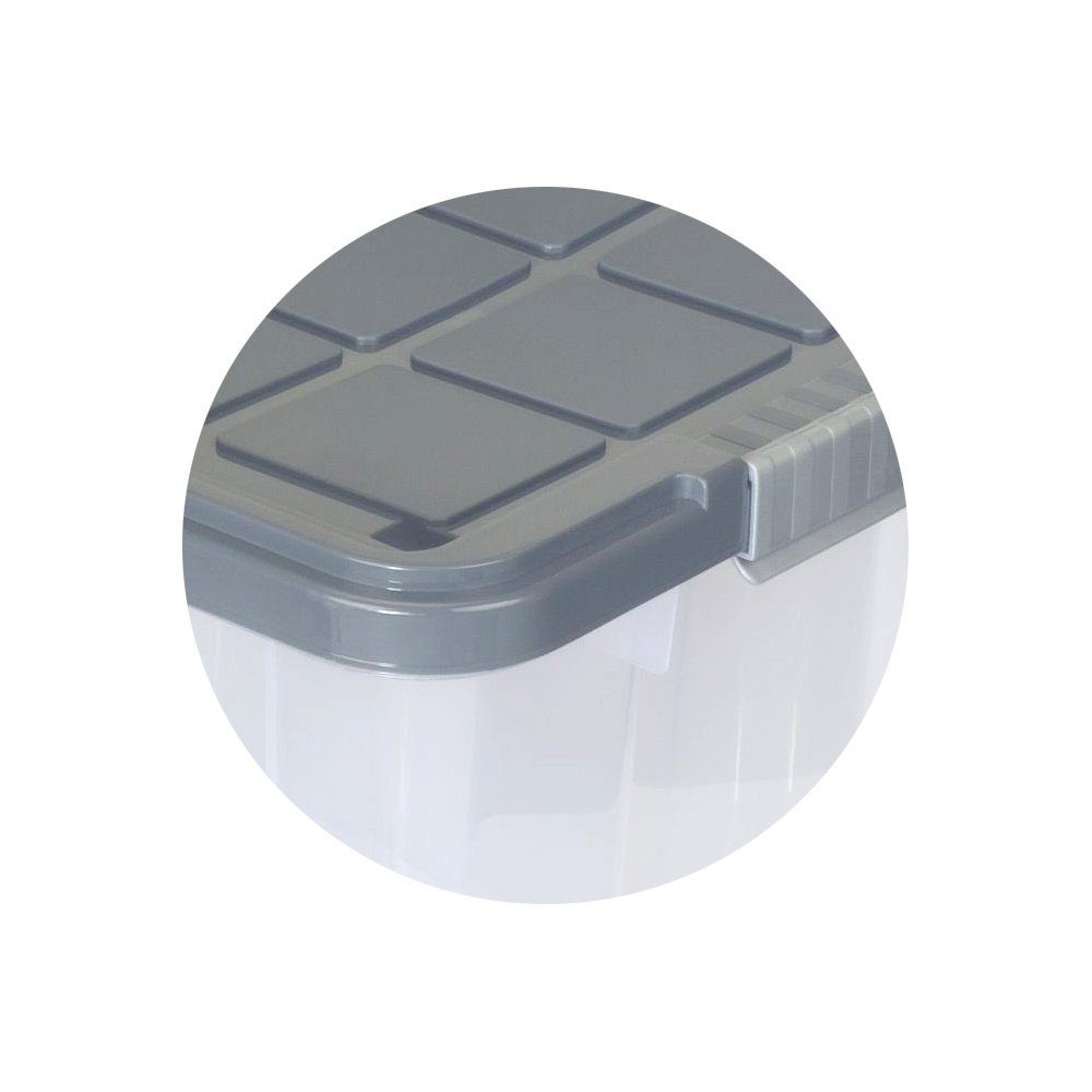 BigDean Allzweckkiste Eurobox mit Deckel und Rollen 60 x 40 x 33 cm stahlgrau Griffe silber (Set, 1 St., Eurobox + Deckel), Quadratisch, Praktisch, Robust.
