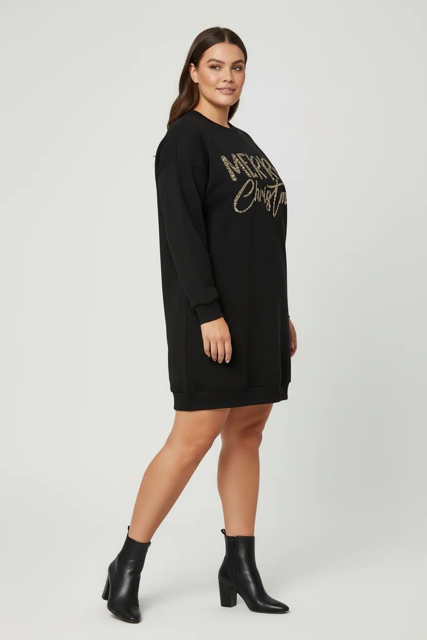 Shape of You Midikleid Bedrucktes Langarm-Sweatshirtkleid