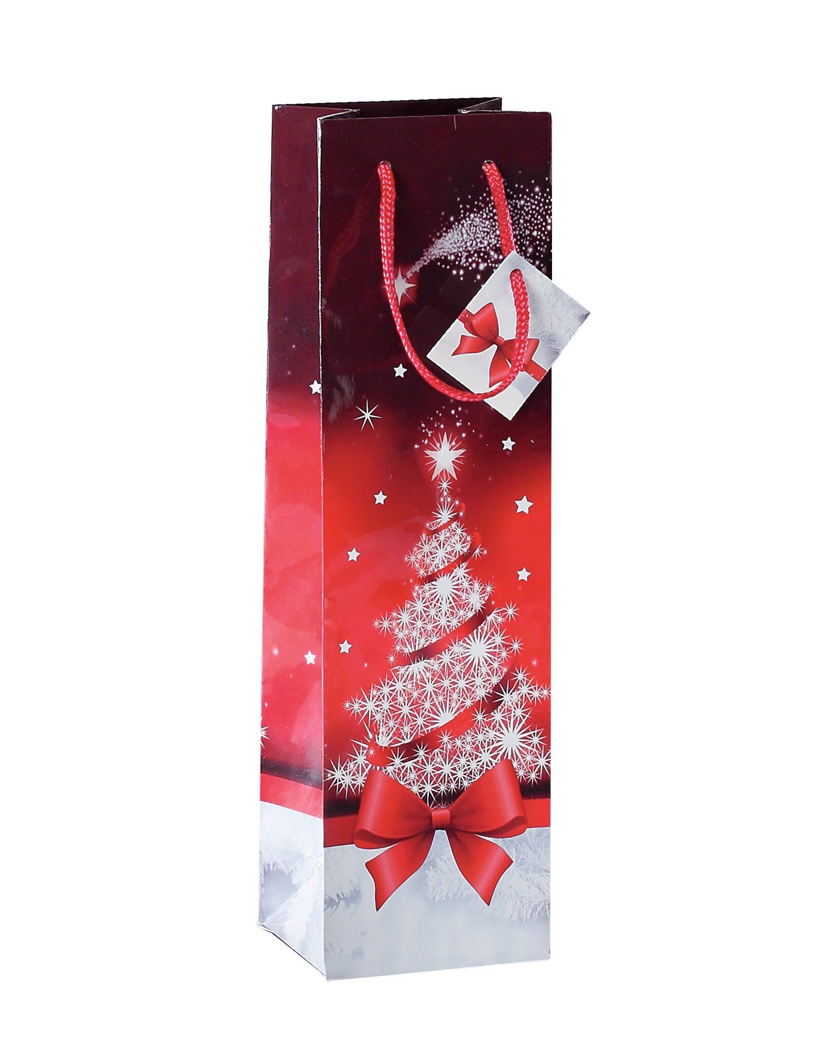 Sigel Tragetasche SIGEL GT024 Geschenktasche SIGEL Flasche - rot/silber - Weihnachtsbaum