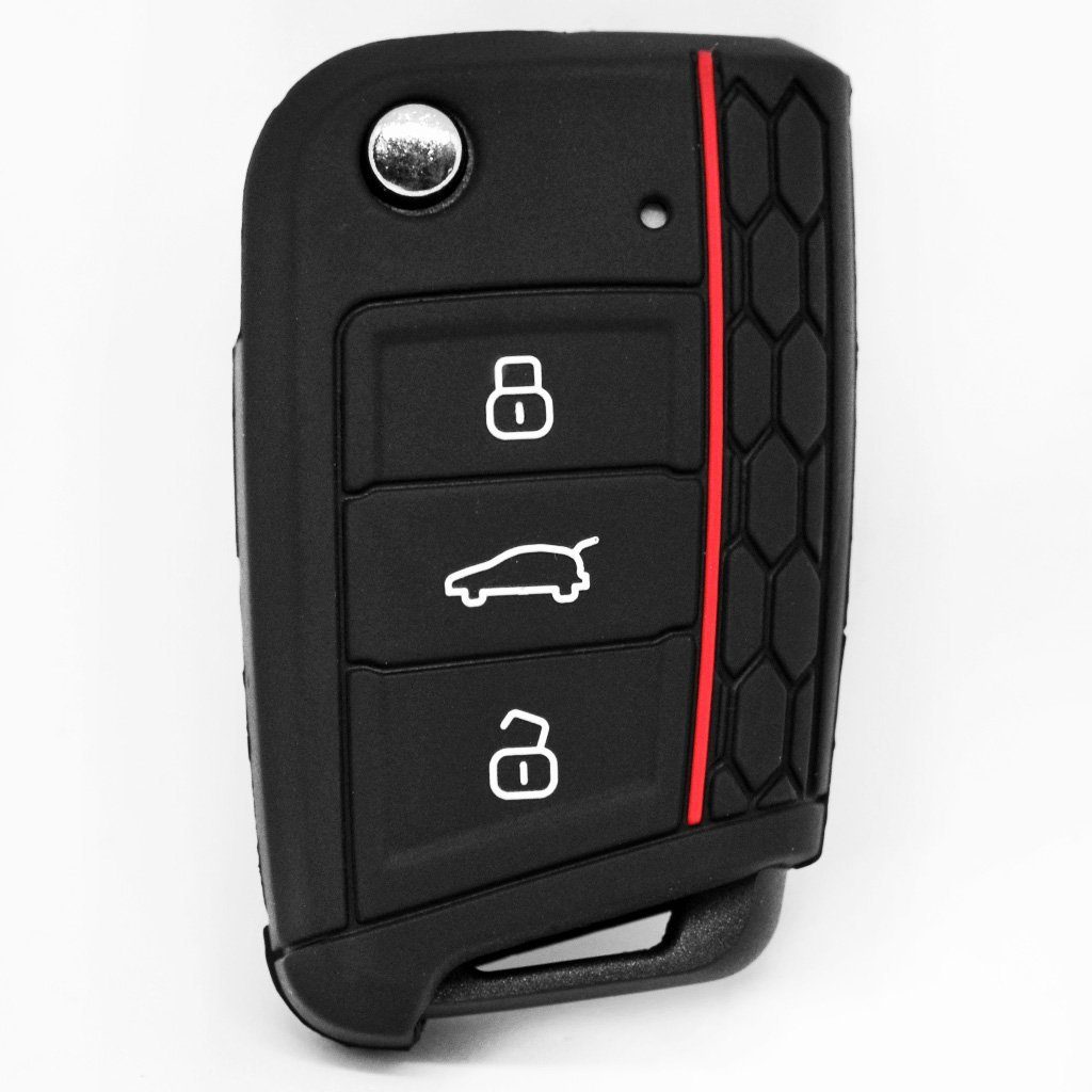 mt-key Schlüsseltasche Autoschlüssel Softcase Silikon Schutzhülle Schwarz, für Golf 7 Polo 6C Seat Ateca Arona Leon Skoda Octavia Superb Kodiaq