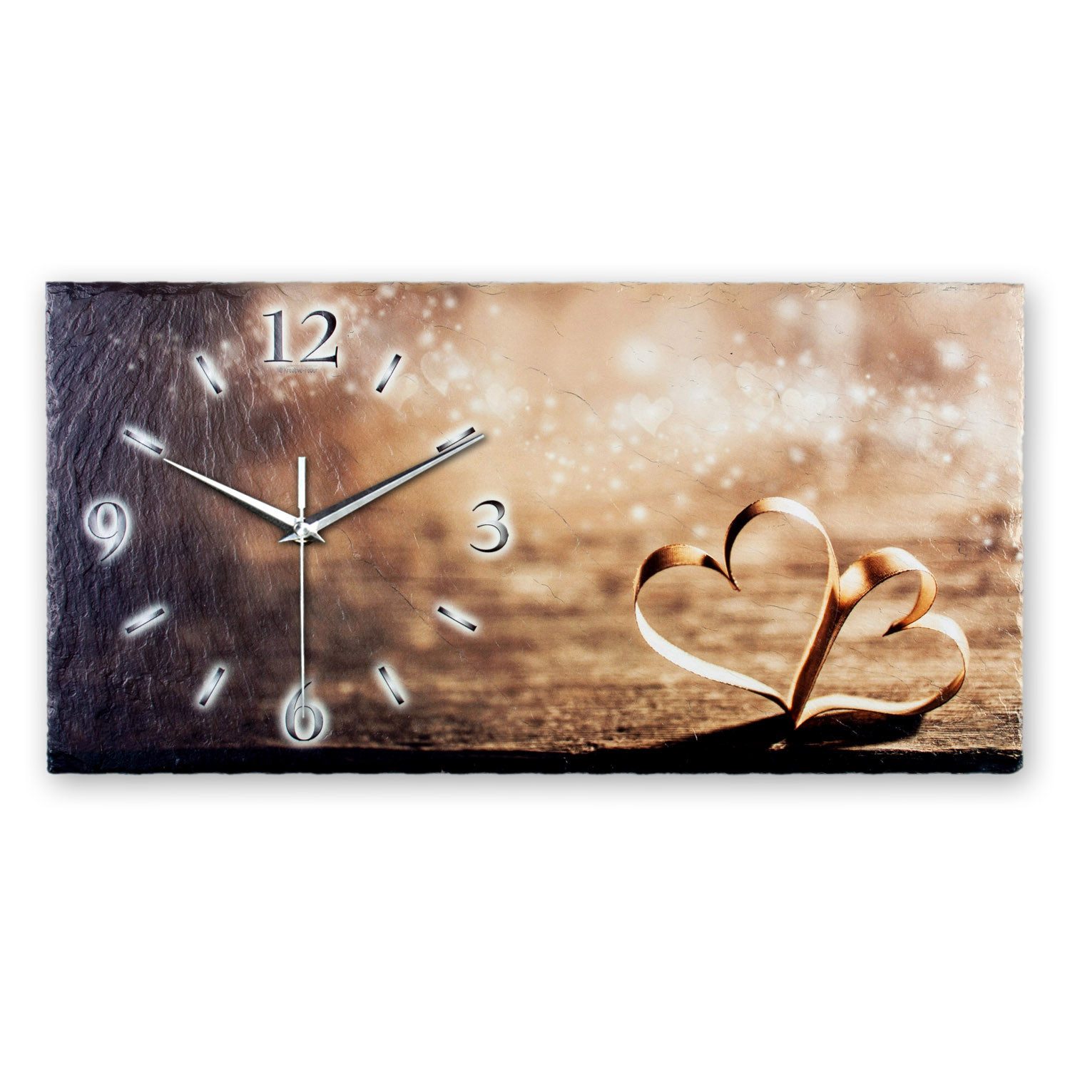 Kreative Feder Wanduhr Designer-Wanduhr aus Stein (Schiefer) mit flüsterlei günstig online kaufen