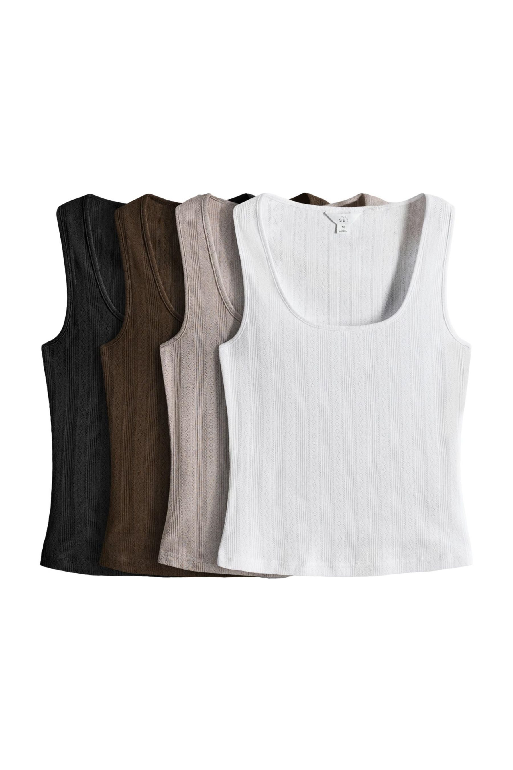Shirttop The Set Trägertops mi eckigem Ausschnitt, 4er-Pack