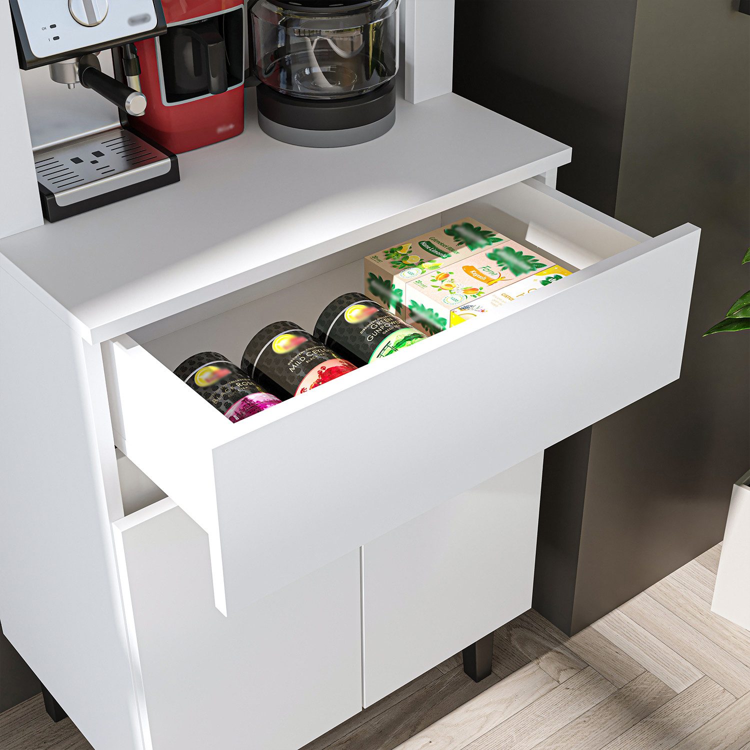 Roomart Küchenregal VENEDIK Küchenschrank 60 cm, Buffet, Schublade in 4 Farben, Buffet- & Mehrzweckschrank, LED Bogennische, Schublade, 4 Farben, 18 mm Platten – Bild 3 von 5