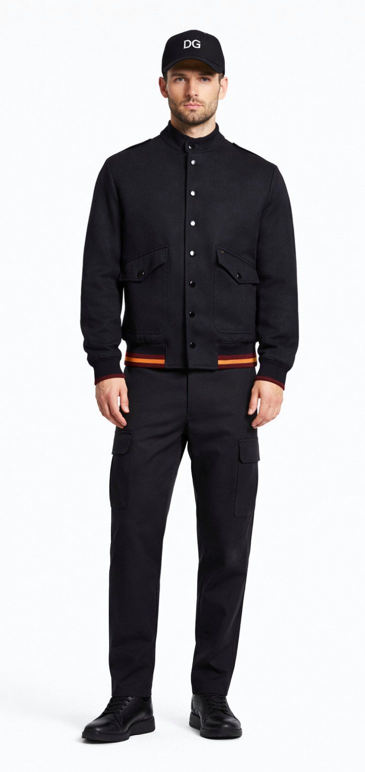 DOLCE & GABBANA Blouson Herren Bomberjacke College Black Label Jacke Heritage Style Diamond Quilted Lining für zusätzliche Wärme