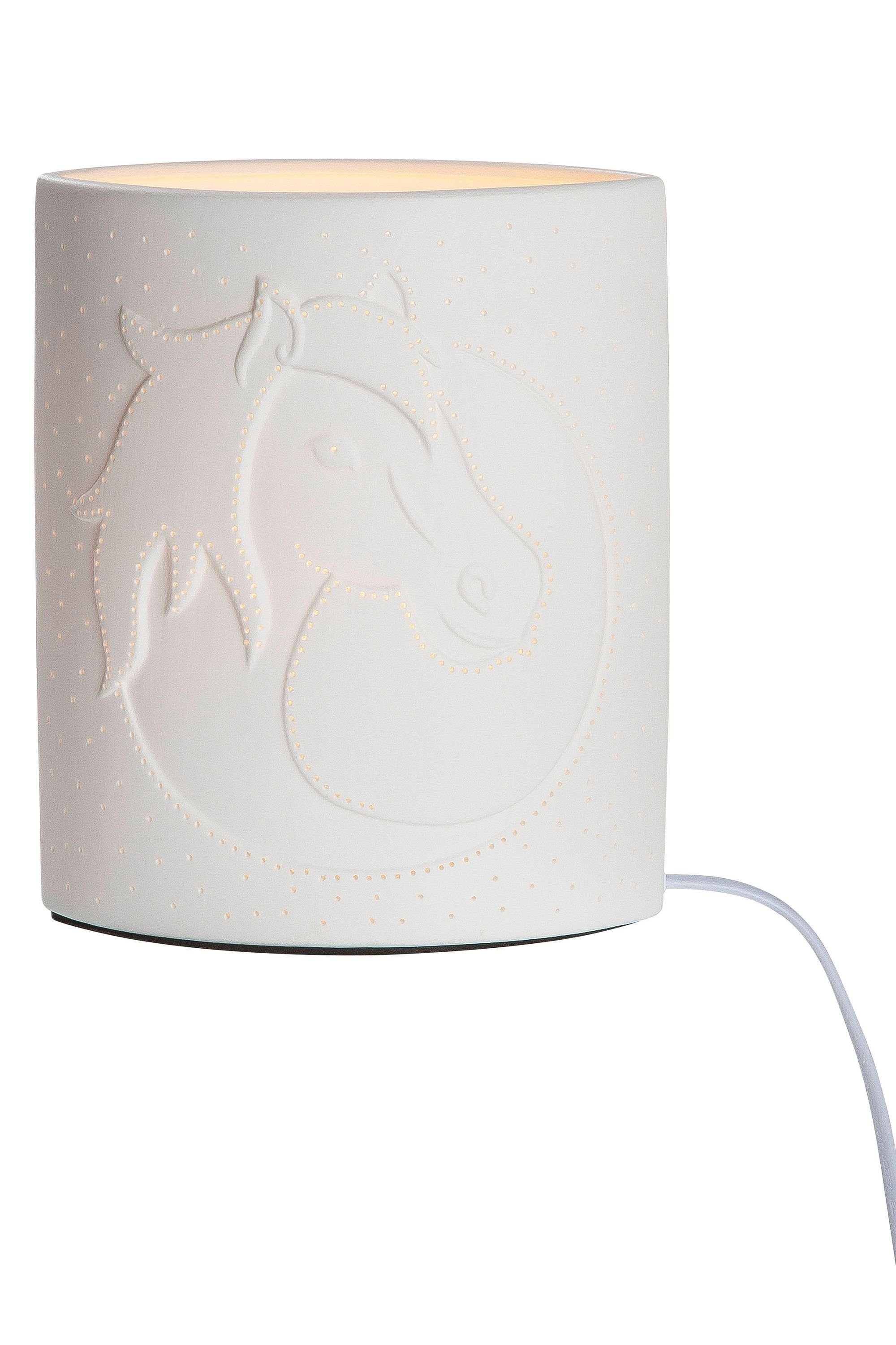 GILDE Tischleuchte GILDE Lampe Ellipse Pferdekopf - weiß - H. 20cm x B. 17cm