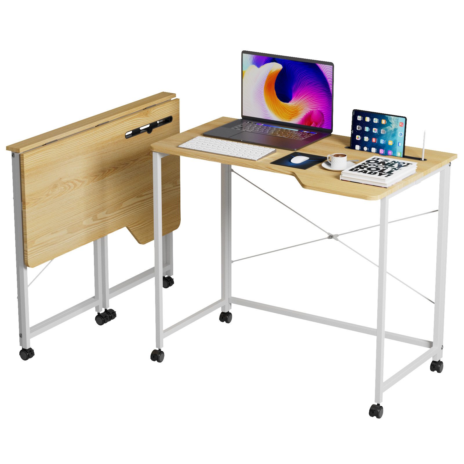 JEOBEST Klapptisch Schreibtisch, Computertisch mit Rollen, (1-St., 90x56cm) günstig online kaufen