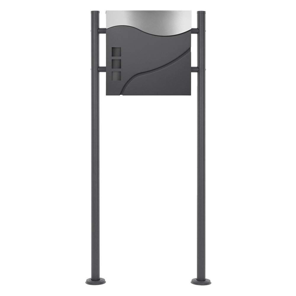 ML-DESIGN Standbriefkasten Briefkasten Postkasten mit Zeitungsfach, inkl. Standfuß, Briefkastenanlage mit Ständer Anthrazit 120cm Mailbox mit Pfosten