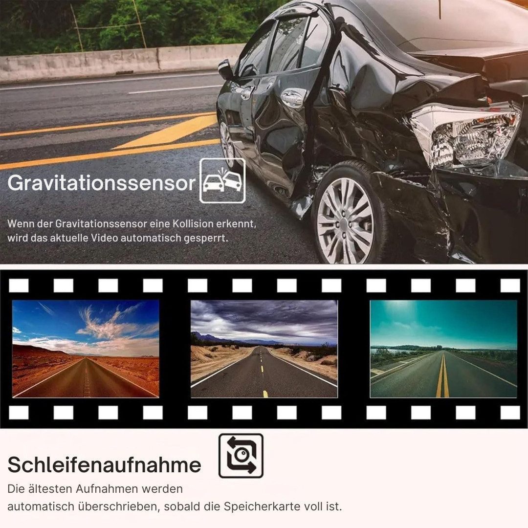 Goldstern-Tech Dashcam (4K Ultra HD, WLAN (Wi-Fi), Dual-Kamera Autokamera Set – Front- & Rückansicht in HD, GPS, WLAN, Nachtsicht & Parkmodus mit 32GB SD-Karte)