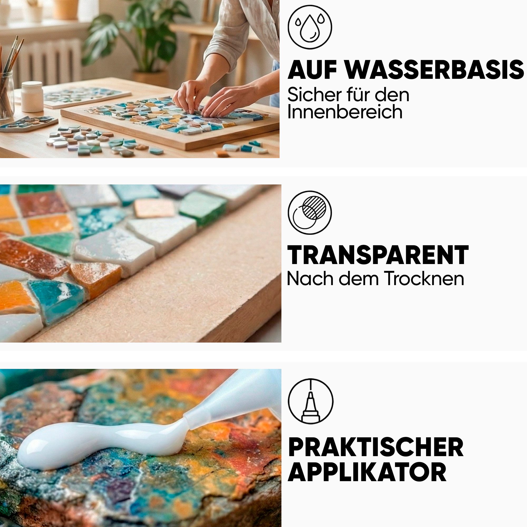 7 Artists Bastelkleber Mosaiksteine Kleber, pulverförmiger Mosaik Kleber 80 ml, Mosaiksteine Kleber – Bild 5 von 5