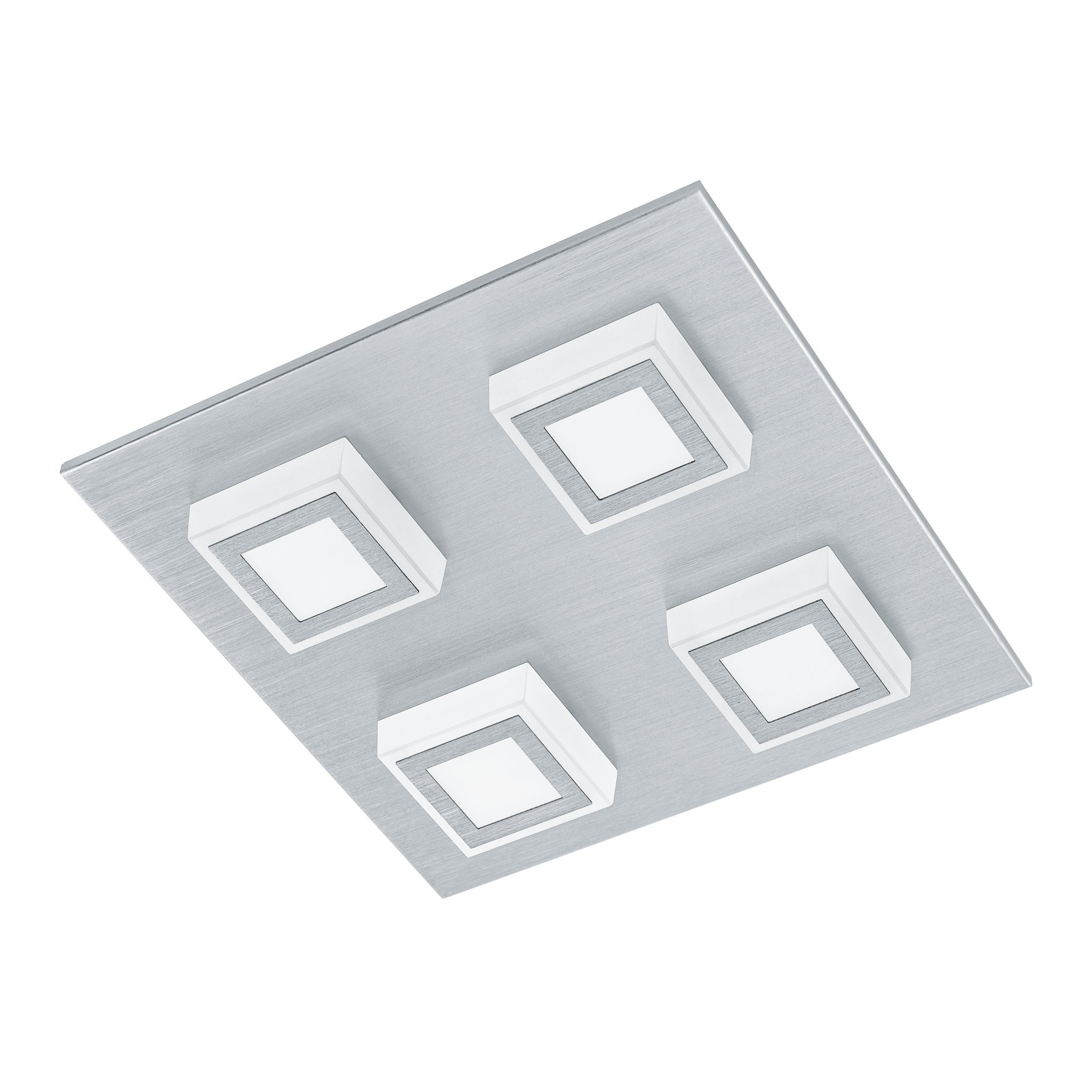 EGLO LED Deckenleuchte Masiano, Leuchtmittel inklusive, Deckenlampe Deckenleuchte Alu in alu-gebürstet Kunststoff in satiniert