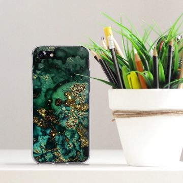 DeinDesign Handyhülle Marmor Glitzer Look Muster Cyan Glitter Marble Look, Apple iPhone SE (2020) Silikon Hülle Bumper Case Handy Schutzhülle