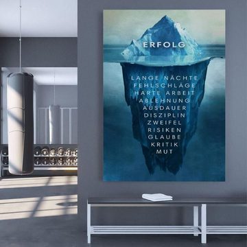 Hustling Sharks Leinwandbild Motivationsbild als Leinwandbild "Eisberg des Erfolgs", handgefertigtes Leinwandbild