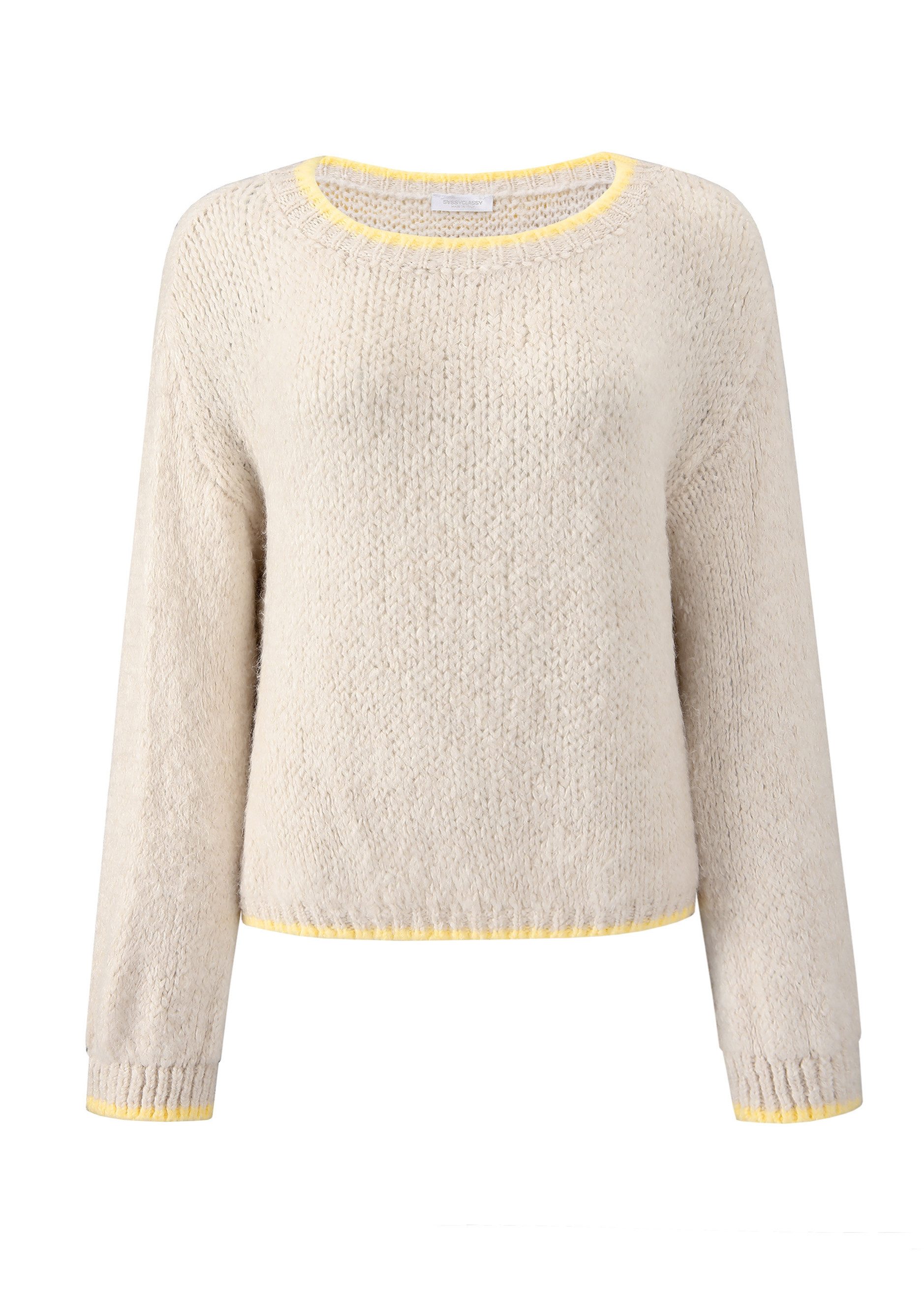 SASSYCLASSY Strickpullover Oversize Strickpullover Damen mit gelber Blende günstig online kaufen