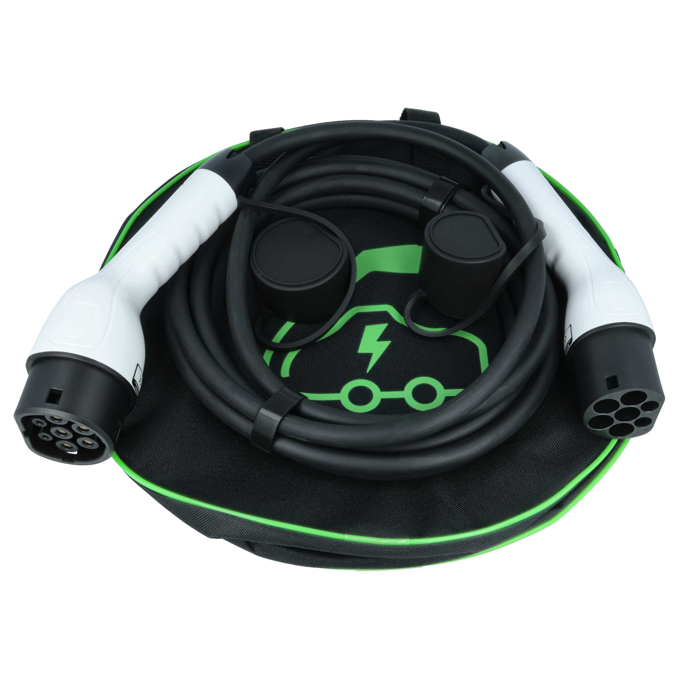 vhbw Typ 2 Ladekabel 11 kW 3-phasig für Elektroauto / Plug-in-Hybrid Autoladekabel, (500.0 cm), Gummischutzkappe