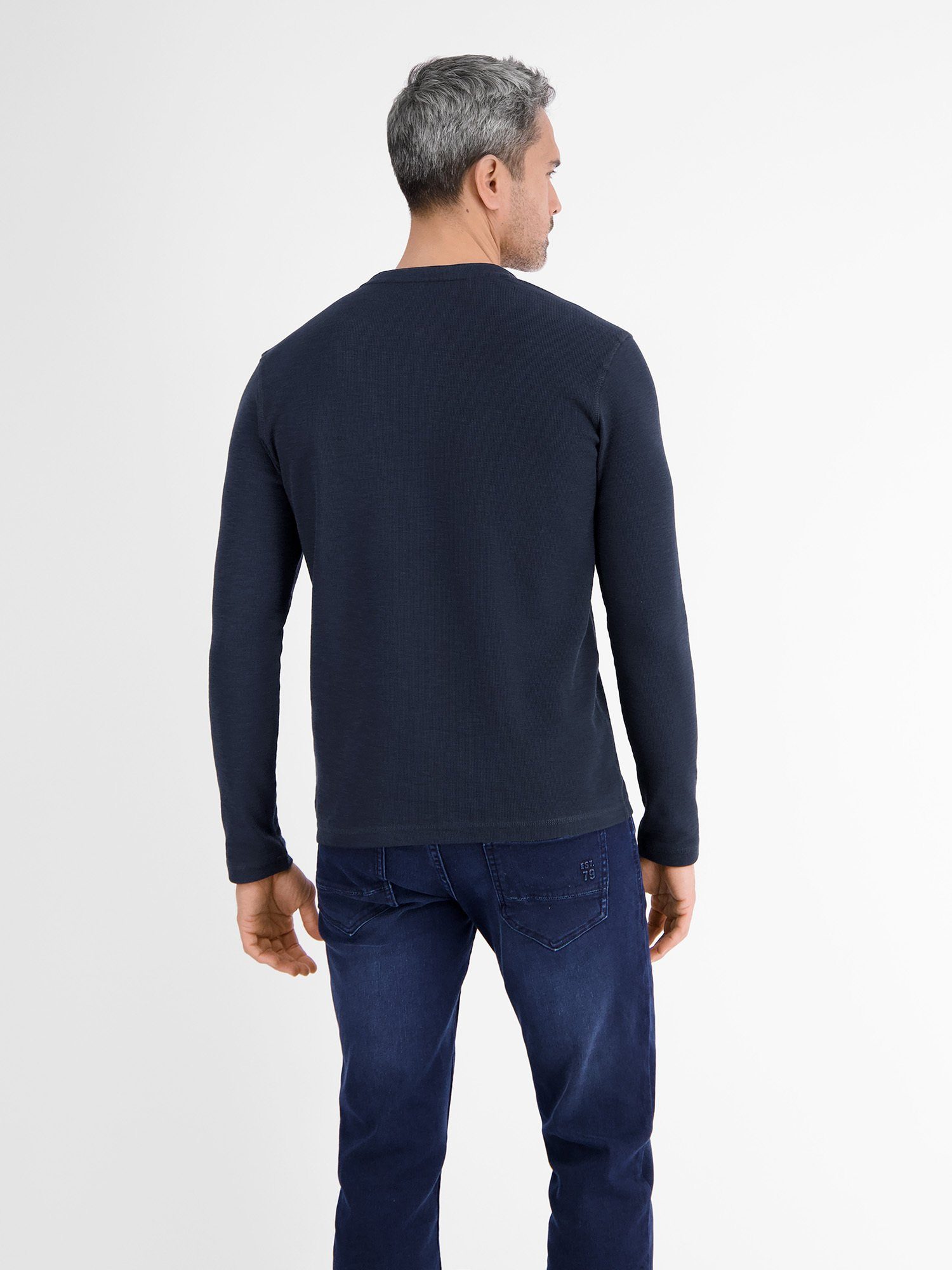 LERROS LERROS CLASSIC in Serafino Langarmshirt NAVY Strukturqualität