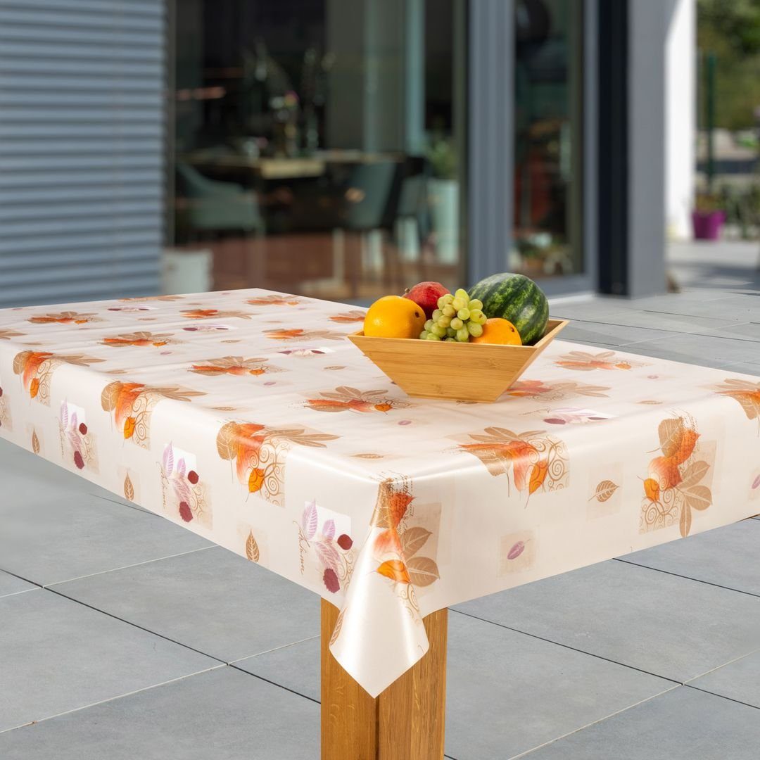 laro Tischdecke Wachstuch-Tischdecken Abwaschbar Herbstblätter braun günstig online kaufen