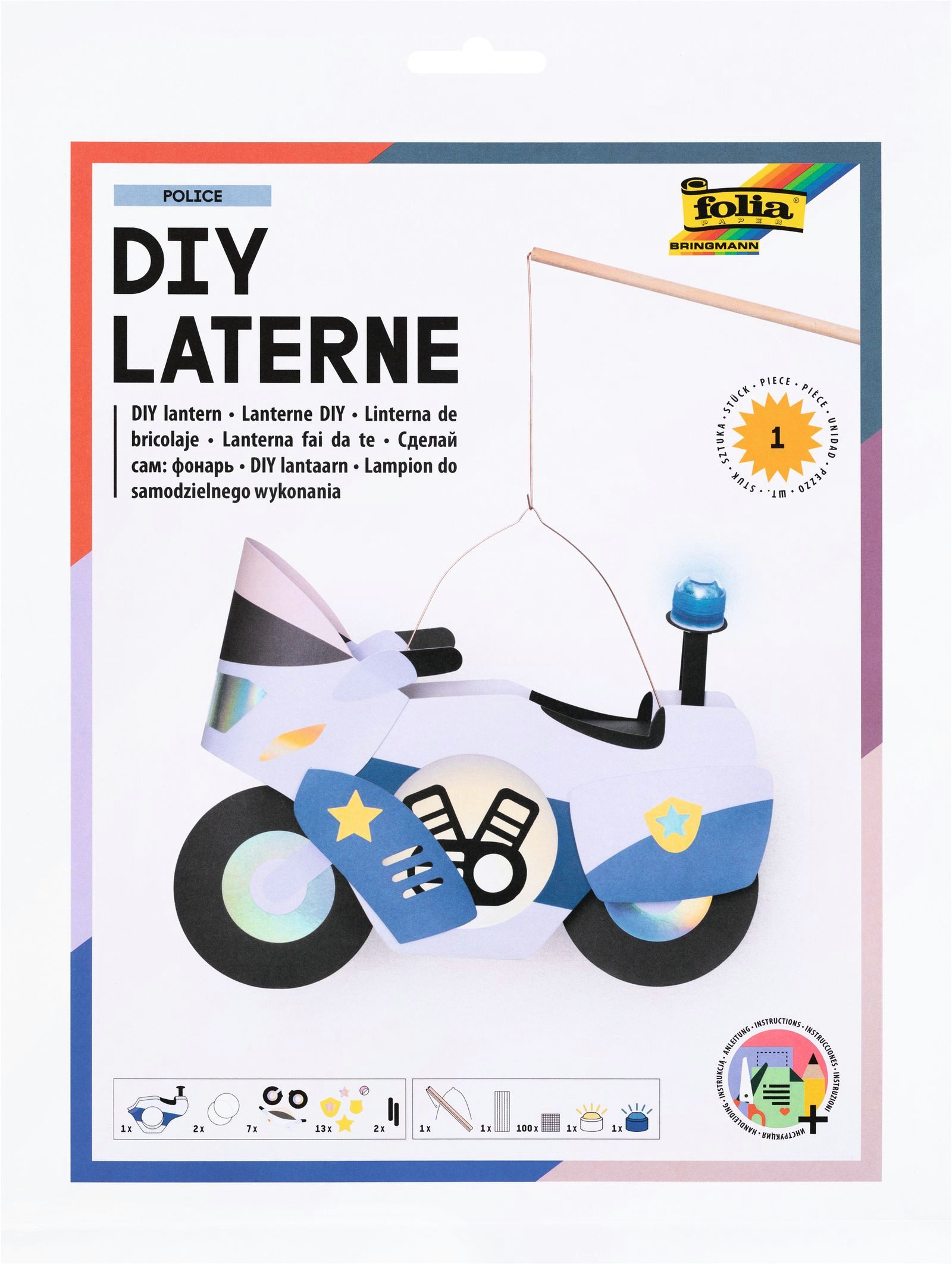 Folia Max Bringmann KG Papierlaterne DIY Laterne - Bastelset mit 2 LED-Lichtern