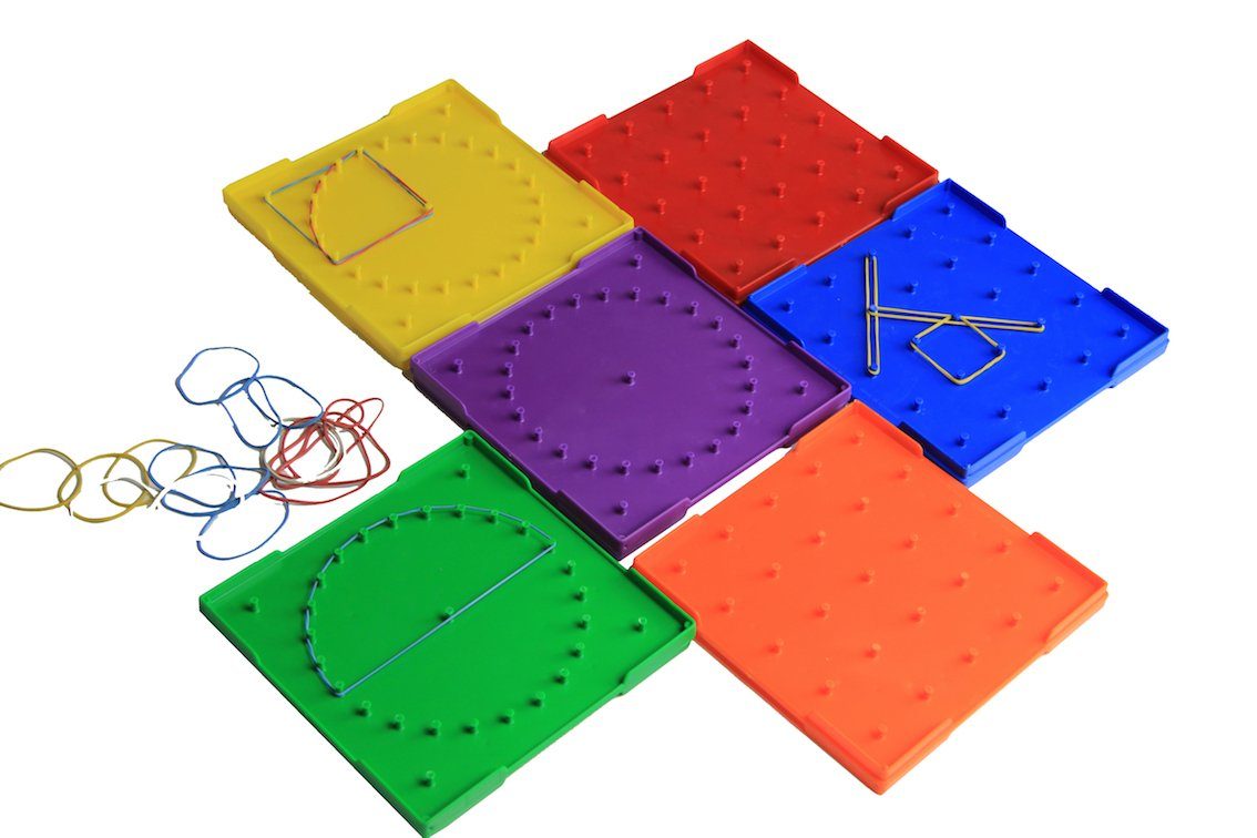 (6-St), doppelseitig RE-Plastic® 6 Geometriebretter (6 RE-Plastic® lernen Lernspielzeug Farben Wissner® Stück), klein aktiv