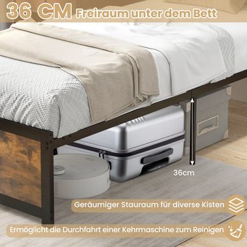 KOMFOTTEU Bettgestell, mit Holz Kopfteil & Unterbett-Stauraum, 90 x 200cm