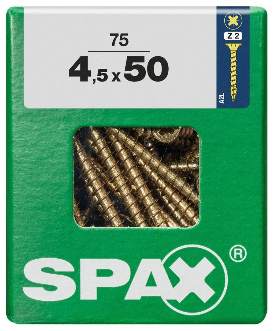 mm SPAX Spax x 4.5 2 Stk. 75 Universalschrauben - PZ 50 Holzbauschraube