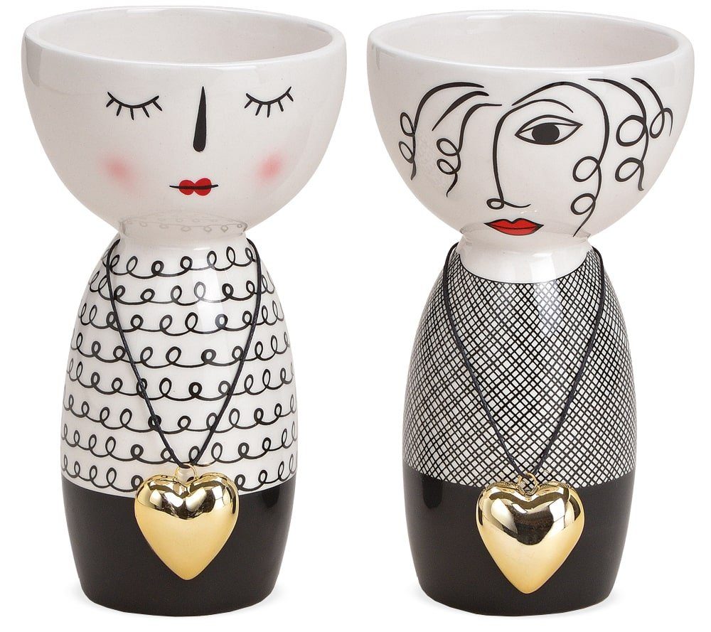 matches21 HOME & HOBBY Dekovase Vase Gesicht modern weiß schwarz Herzanhäng günstig online kaufen