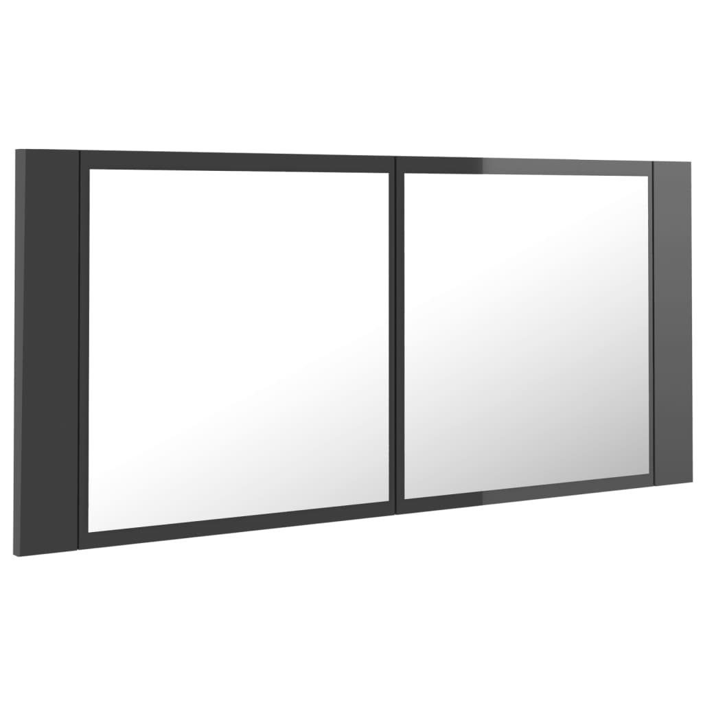 LED-Bad-Spiegelschrank cm vidaXL 100x12x45 (1-St) Badezimmerspiegelschrank Hochglanz-Grau Acryl