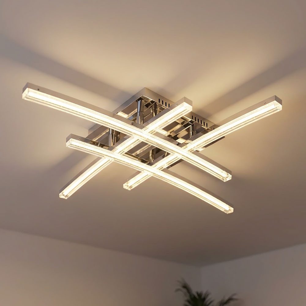 EGLO LED Deckenleuchte, LED-Leuchtmittel fest verbaut, Warmweiß, Deckenlampe Deckenleuchte beweglich LED Wohnzimmerlampe chrom L 45 cm